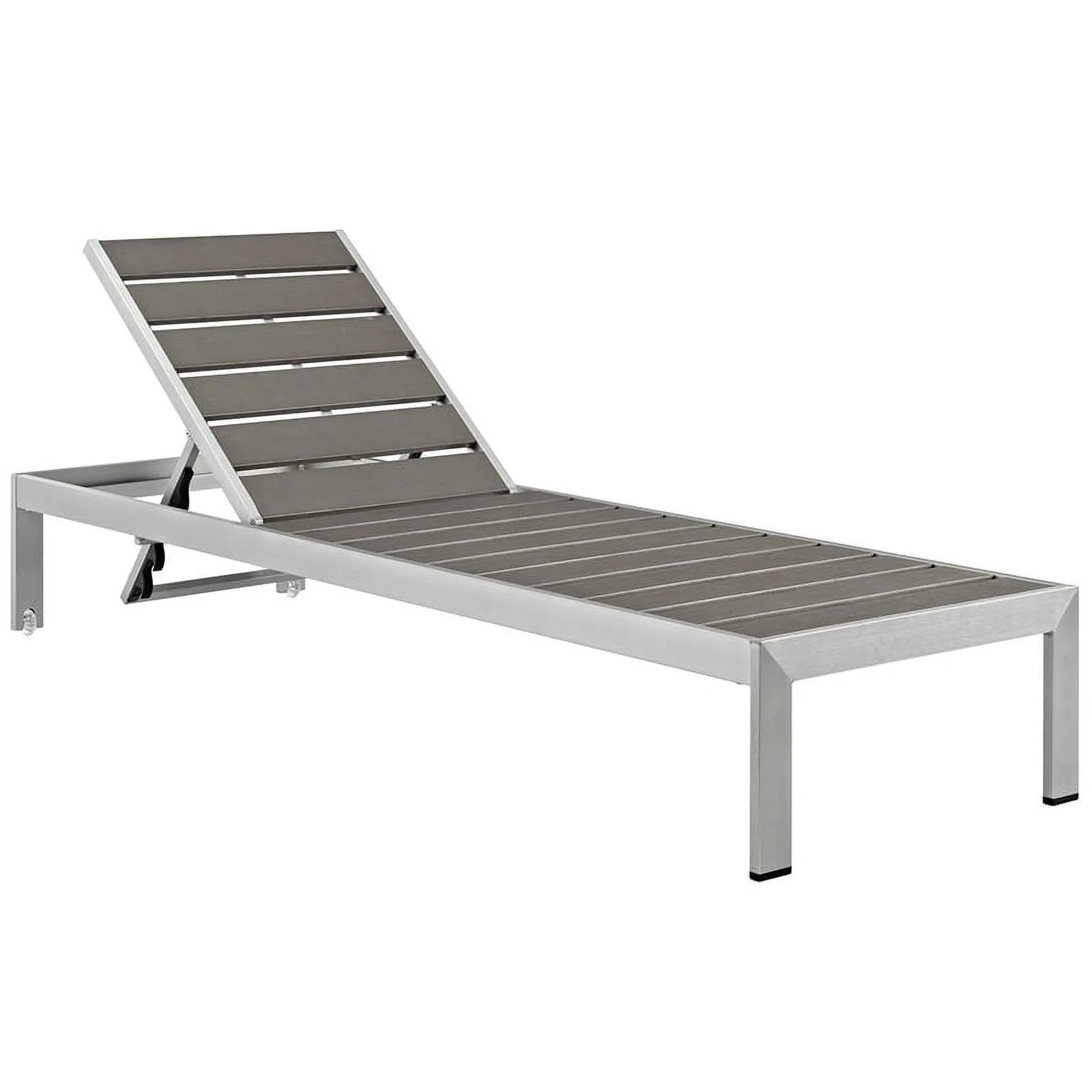 Pemberly Row Aluminum Patio Chaise Lounge Chair in Silver/Gray (Set of 2)