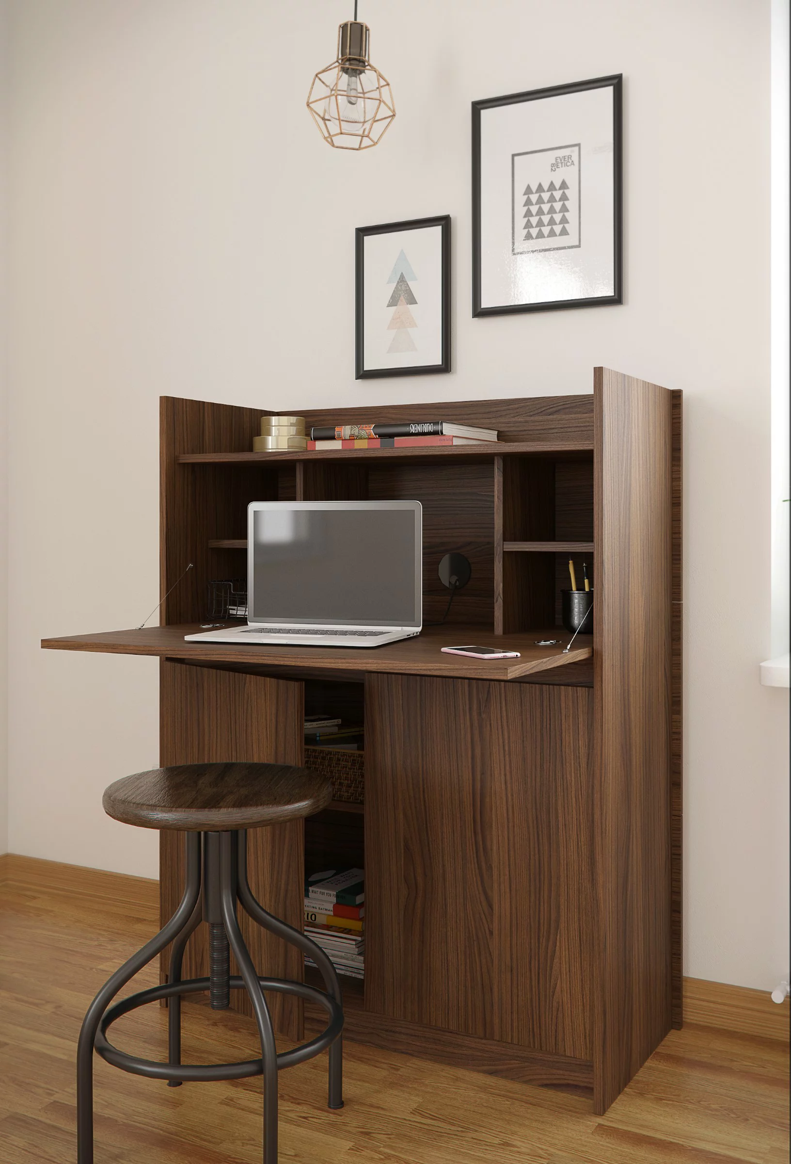 Nexera 351631 Chrono Secretary Desk, Walnut