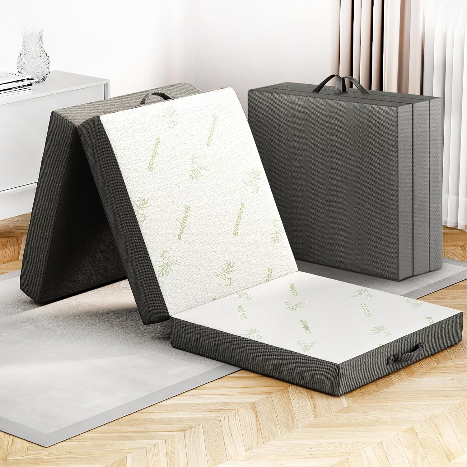 Trifold Foldable Mattress for Floor and Traveling with Removable Cover - Lightweight and Portable Foldable Mattress for Adults & Kids - Compact and Easy to Storage (75in x 25in x 4in)