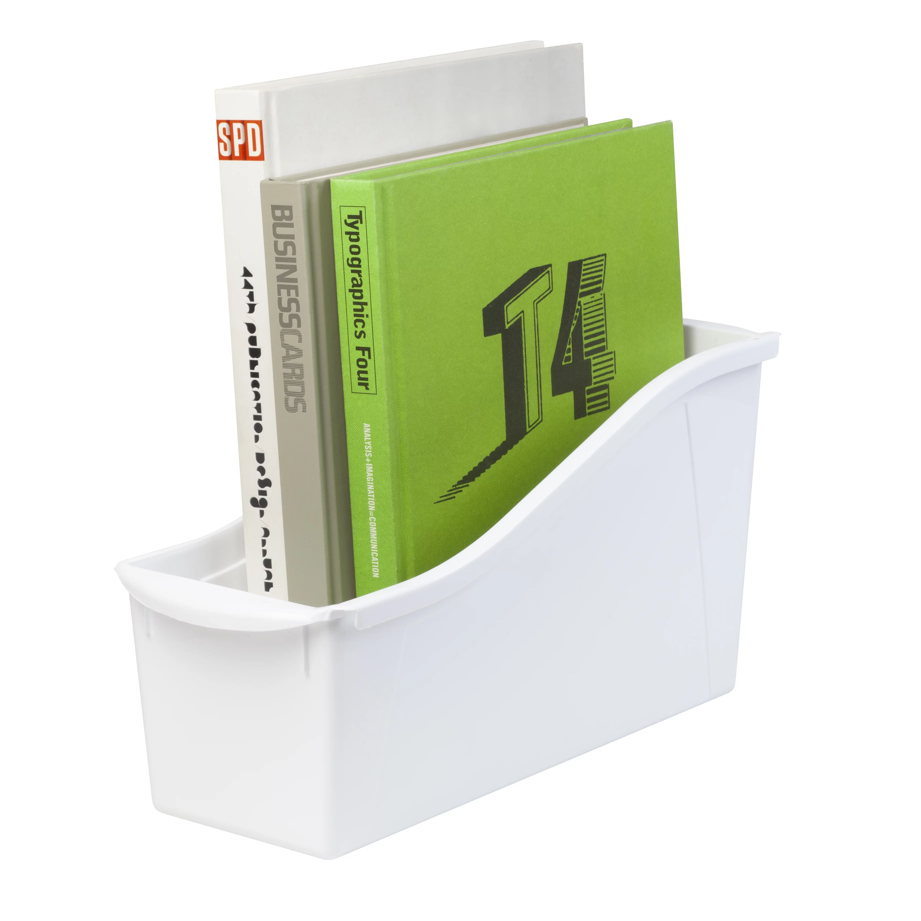 Pen+Gear Plastic Desktop Book Organizer Bin, Arctic White, 6-Pack
