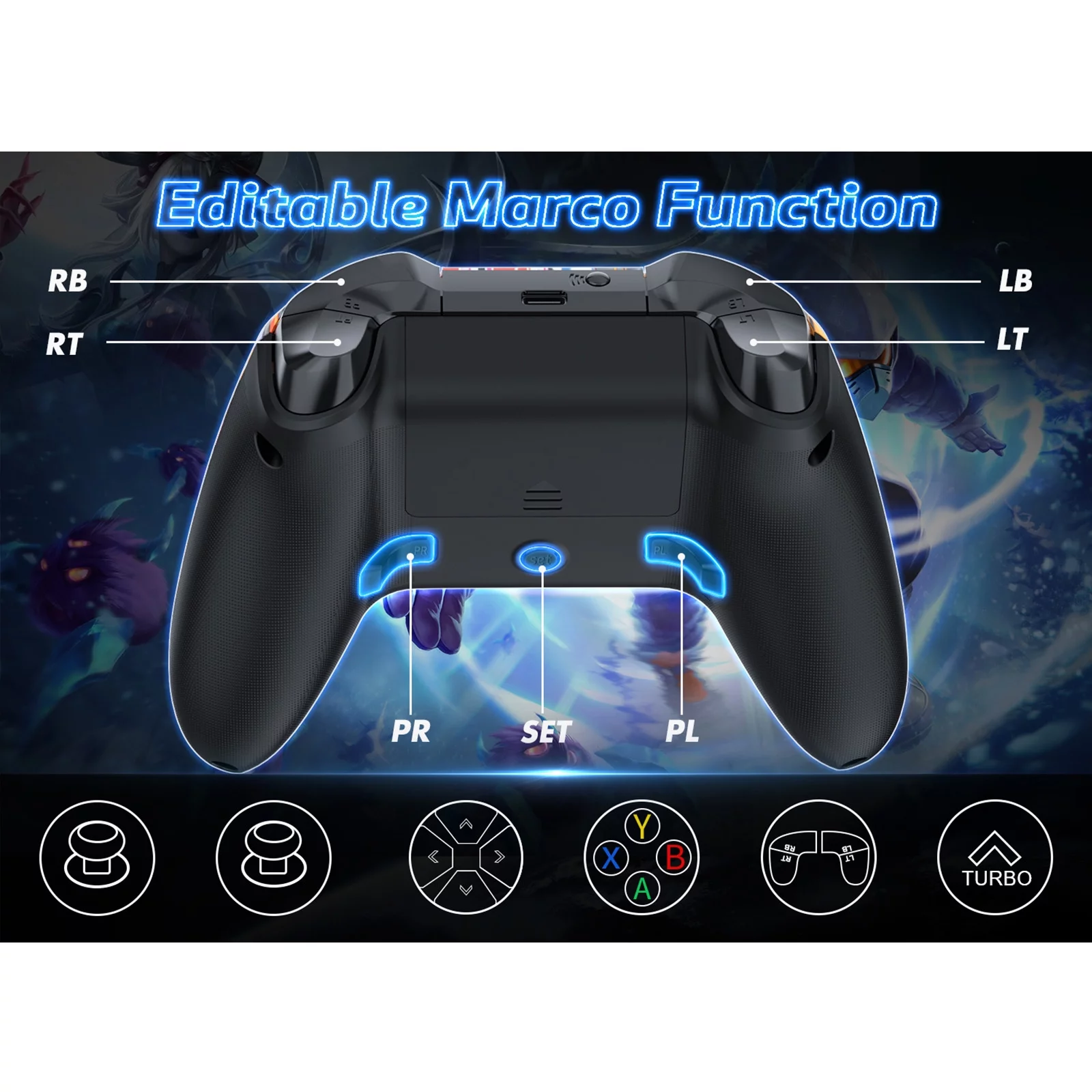 Bonadget 32Ft Wireless Xbox One Controller,Graffiti Custom Xbox Controller Built-in Dual Vibration and 3.5mm Audio Jack with TURBO Function - Compatible with Xbox One S/X/Xbox Series X/S/Window PC