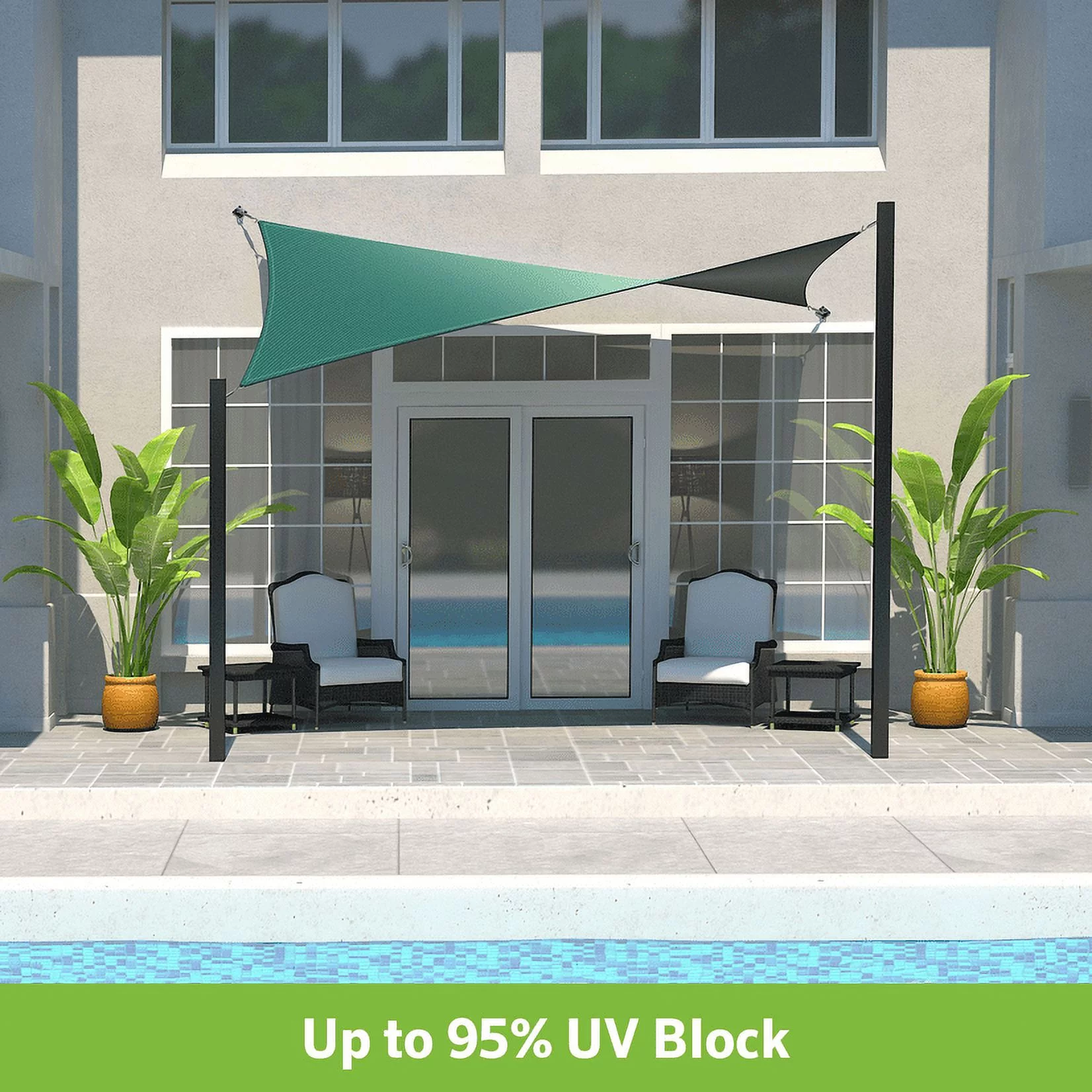Coolaroo Outdoor DualShade Sun Sail and Hardware Kit, 95% UV Block Protection, 12' x 8' Rectangle; Maldives