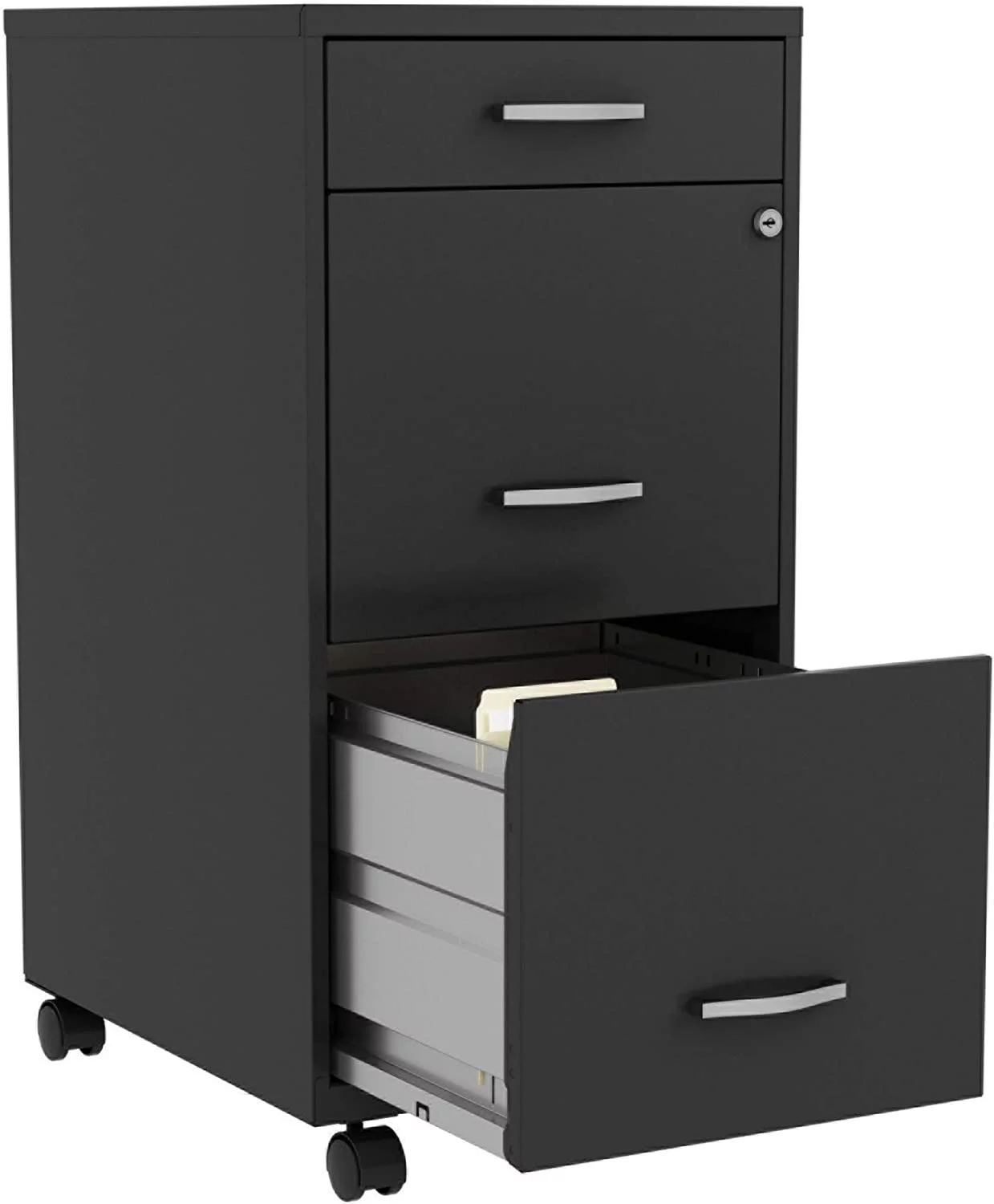 LYS SOHO Box/File/File 3-Drawer Mobile File Cabinet, Black, 14.3
