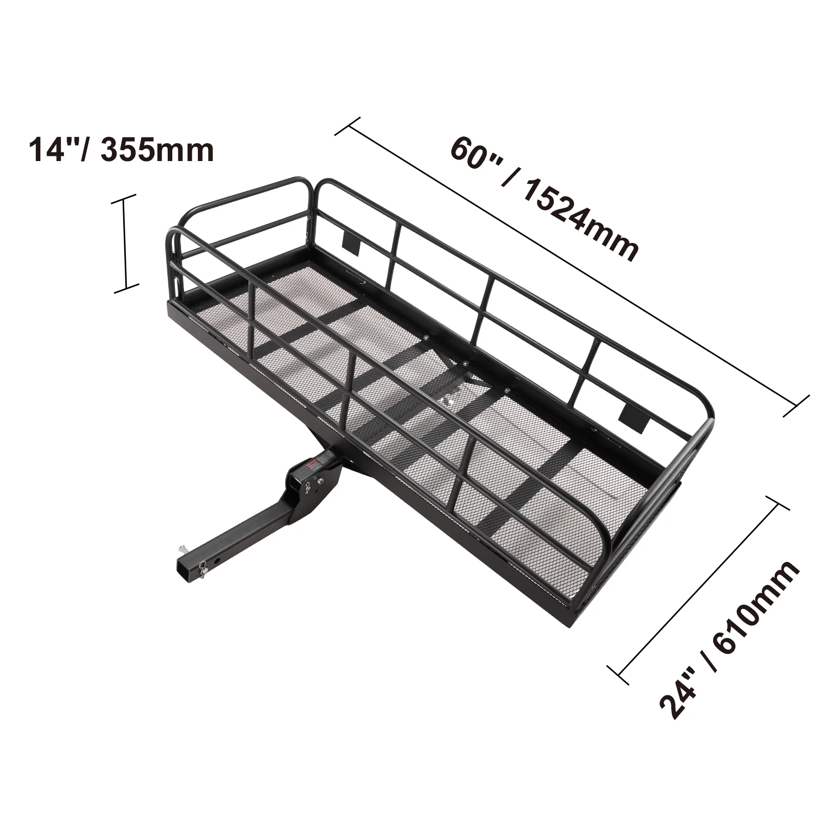 SKYSHALO 60x24x14in Hitch Mount Cargo Carrier 400lb & Stabilizer Fits 2