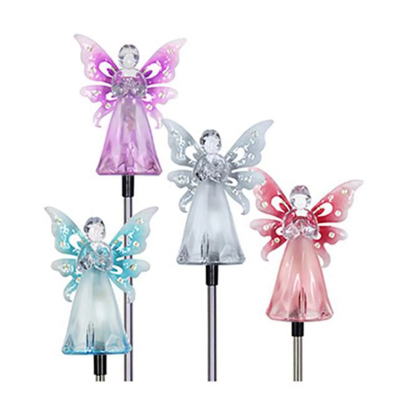 Four Seasons Courtyard Acrylic & Metal Solar Angel with LED Wings Garden Stake, Assorted Colors
