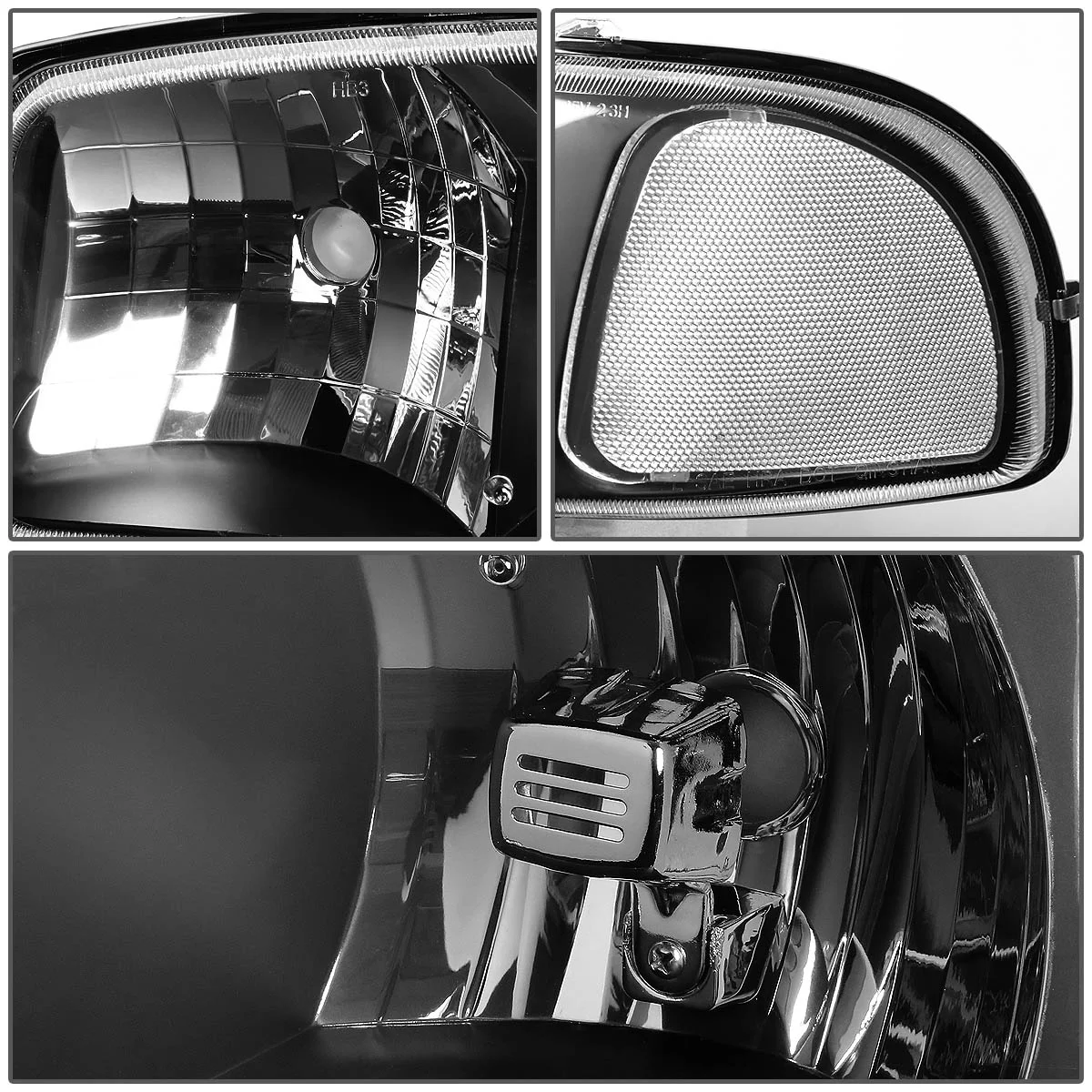 DNA Motoring HL-OH-SIE99-BK-CL1 For 1999 to 2007 GMC Sierra Yukon GMT800 OE Headlight Black Housing Clear Corner Headlamps 00 01 02 03 04 05 06