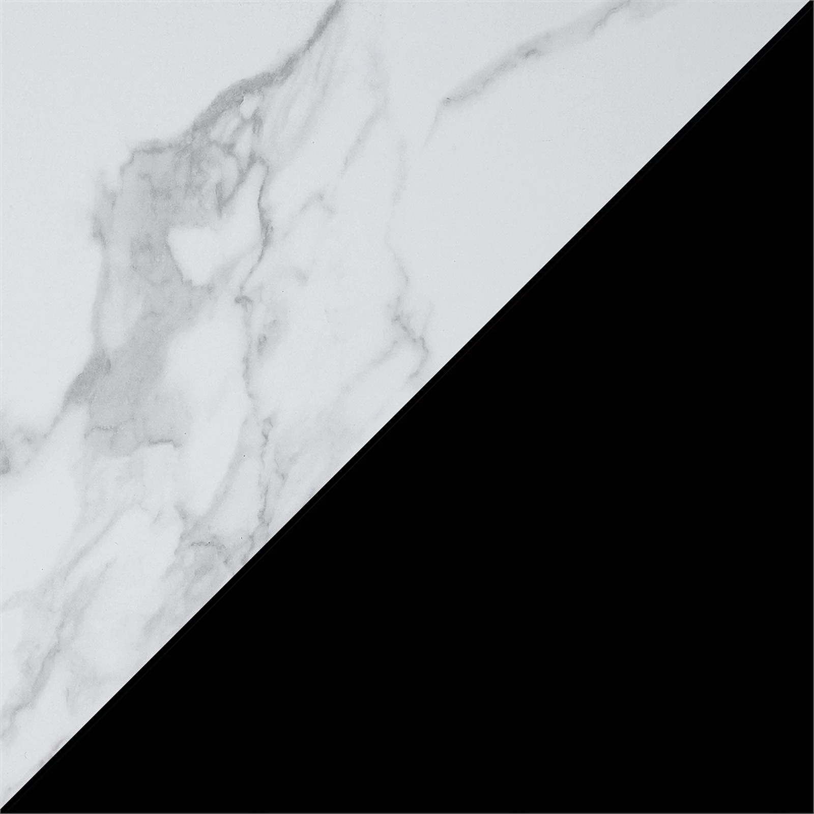 Pemberly Row Console Table with Shelf in White Faux Marble and Black Wood Top