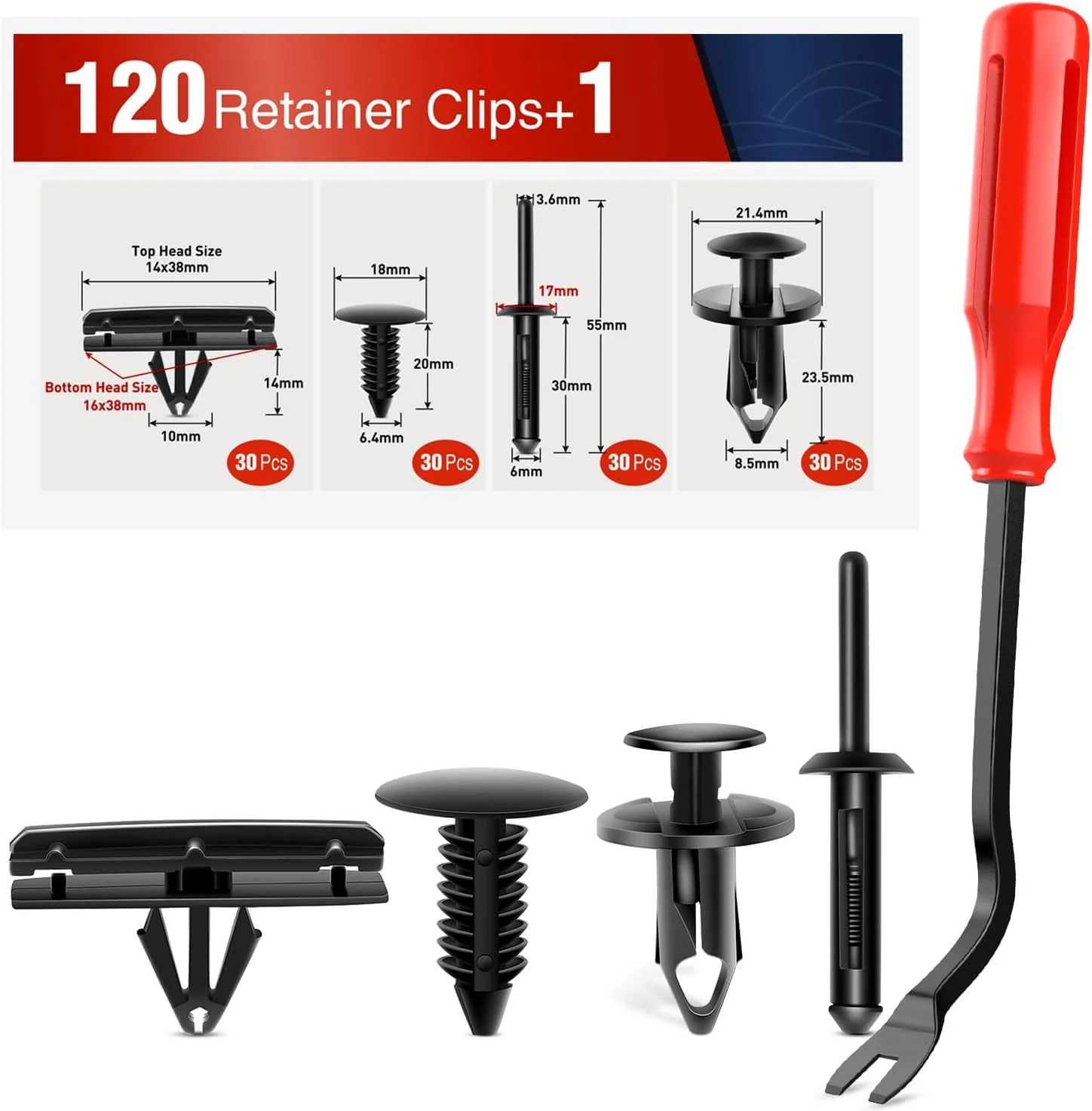 Nilight 121PCS Fender Flare & Rocker Moulding Clip Assortment 6506007-AA 6030441 68039280-AA 6503598 Replacement for Jeep Wrangler Chrysler Ford GMC with Fastener Remover