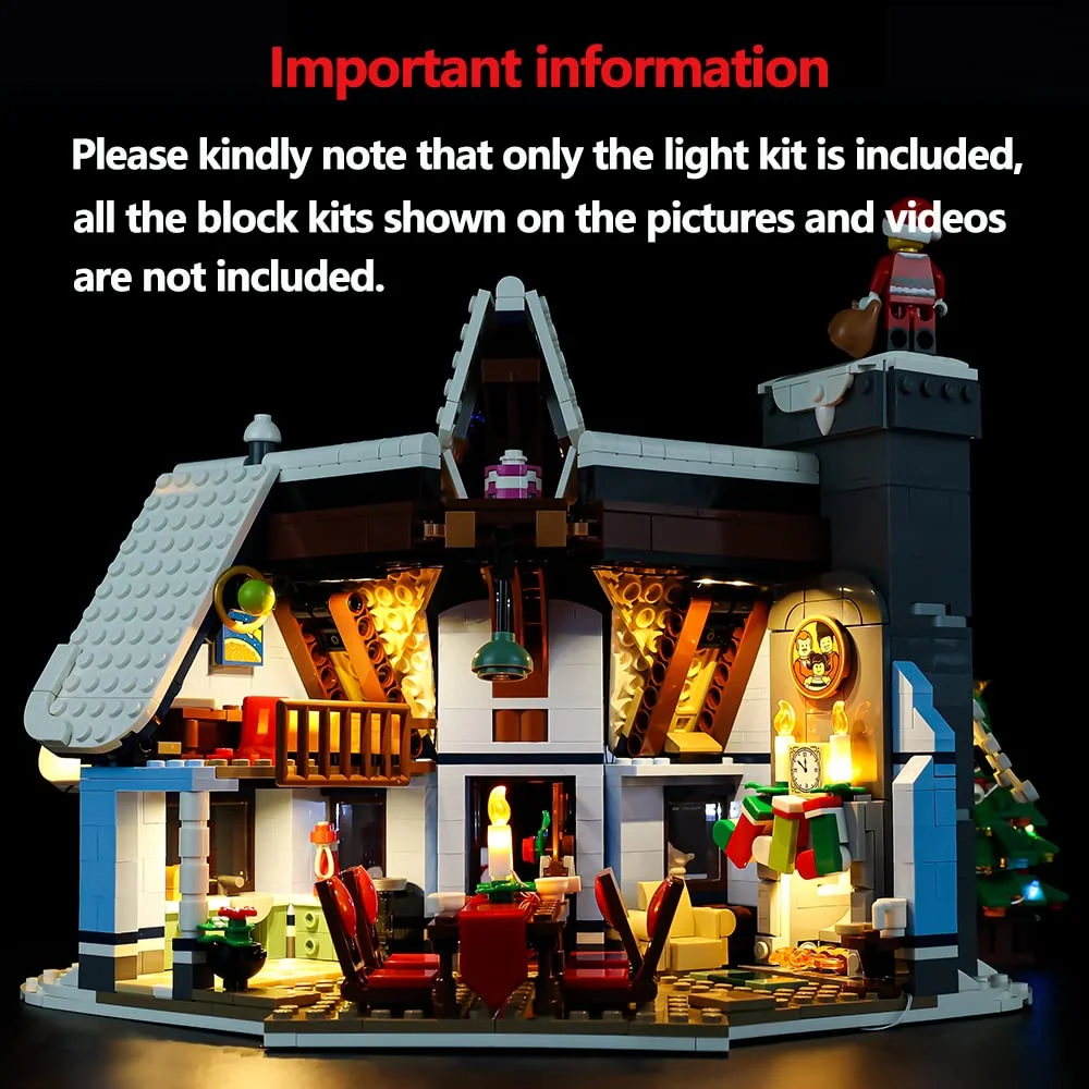 Kyglaring LED Light Kit Only - Designed for Lego Creator Winter Village Collections Santa's Visit 10293 Building Block Set - Not Model (RC Version)