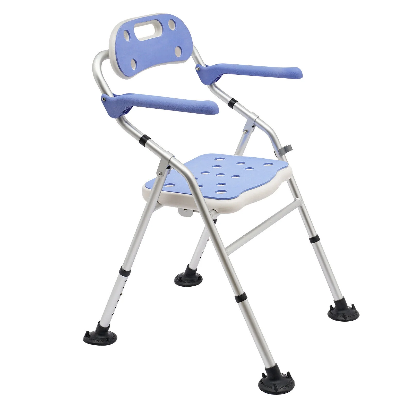 Height Adjustable Folding Shower Chair Bench Bath Seats with Back & Arms 330lbs