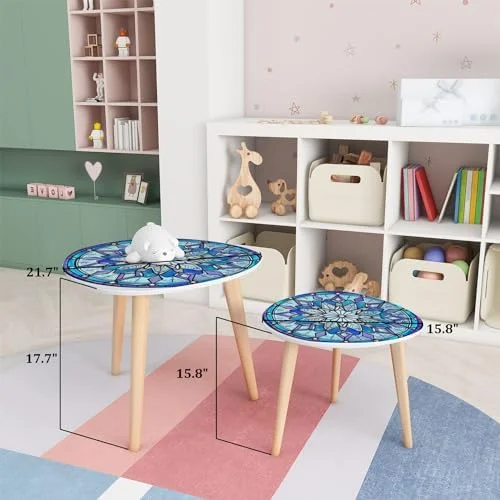 CHGBVC Small Coffee Nesting  Abstract Stained Glass Mosaic red  Triangle End  Center   Modern   Room Bedroom Balcony