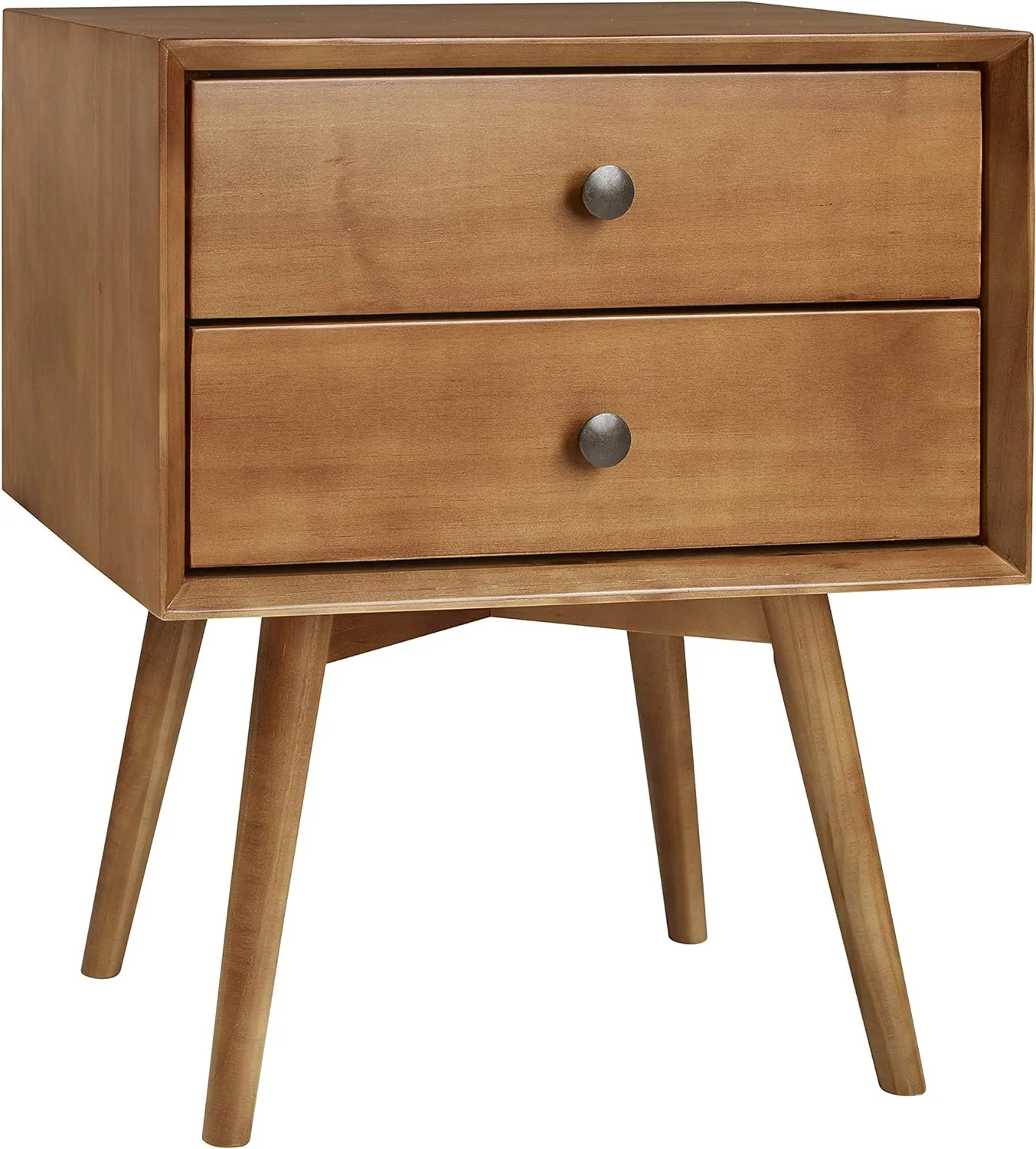 Modern 2-Drawer Solid Wood Nightstands Caramel Finish