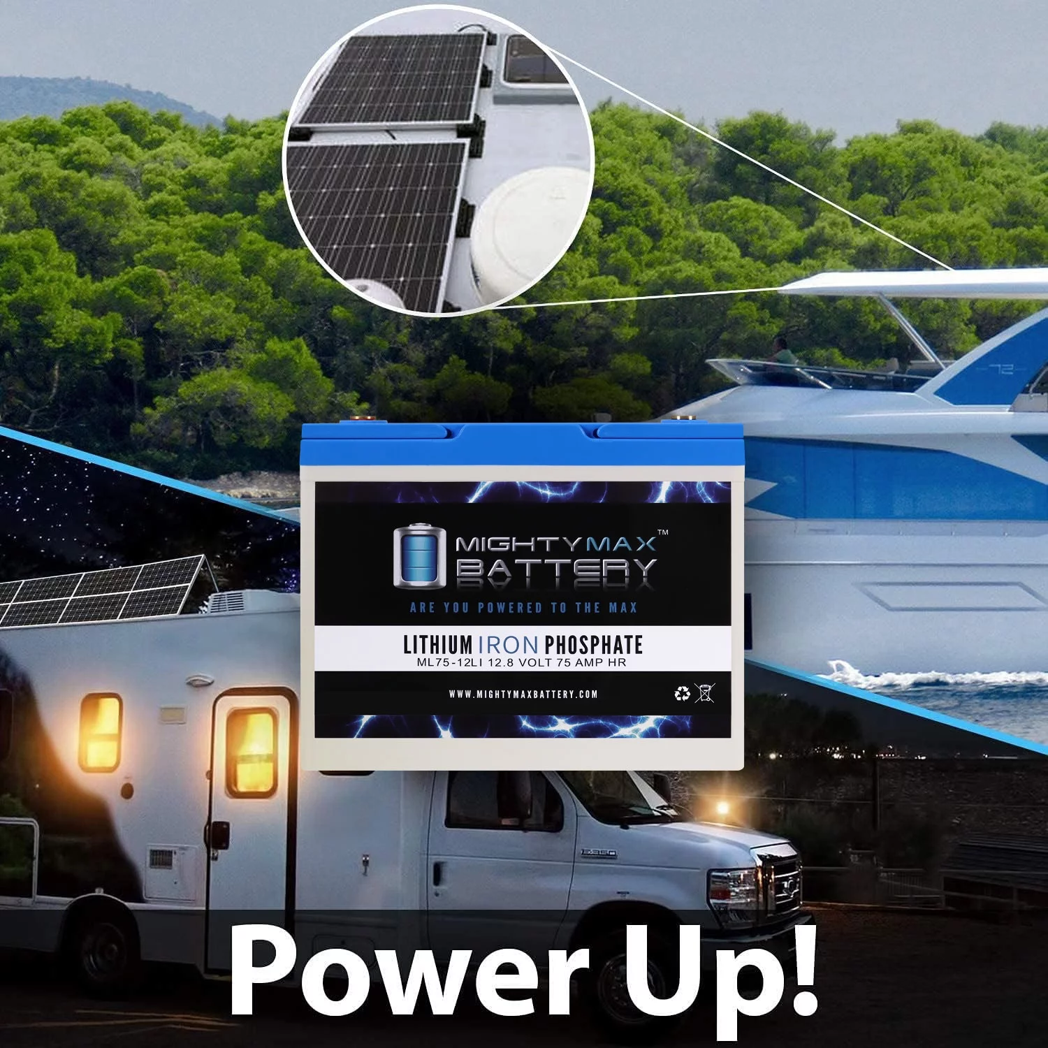 12V 75AH Lithium Battery Replaces BCI Group 24M Starting Marine, RV