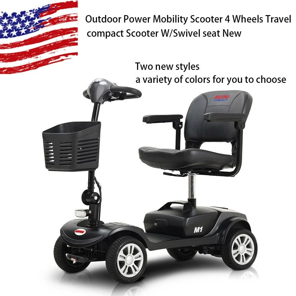 Compact Travel Mobility Scooter,Four Wheel Garden outdoor hot sell lightweight compact mobility scooters, METALLIC GREY