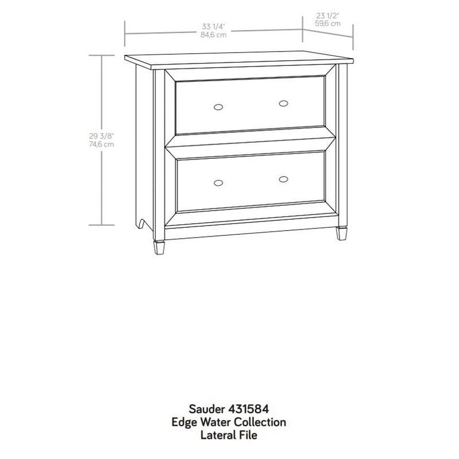Pemberly Row Engineered Wood 2-Drawer Lateral File Cabinet in Washed Walnut