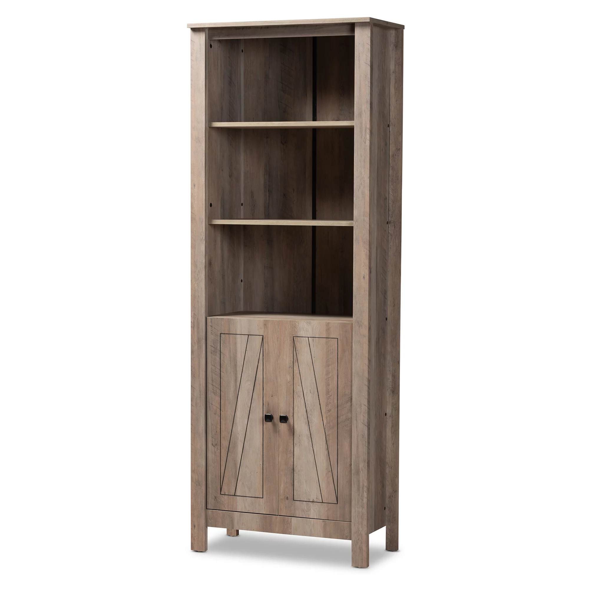 Baxton Studio Derek Wood 2 Door Bookcase, Oak