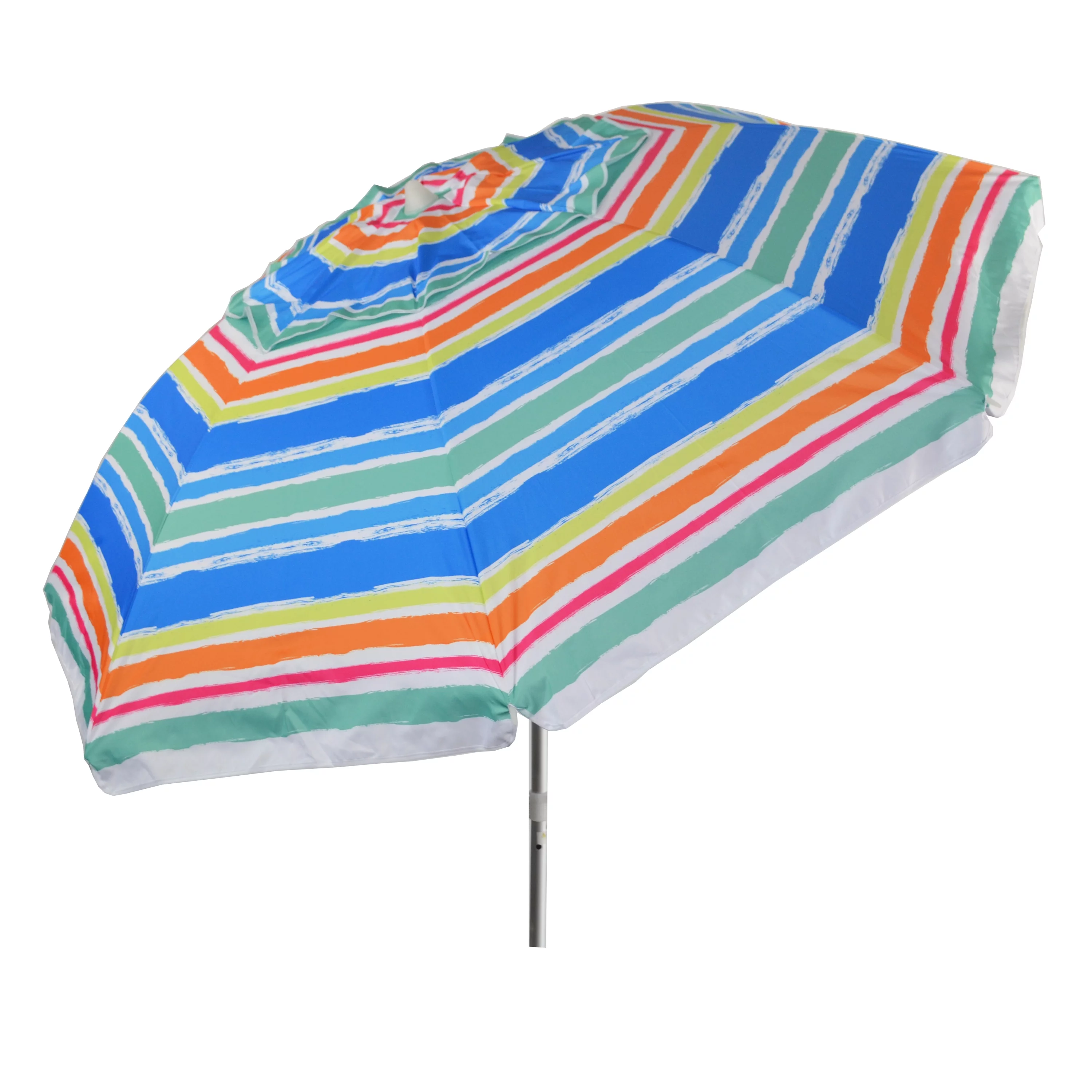 7 ft Brush Stroke Multi-Color Striped Beach Umbrella with Travel Bag