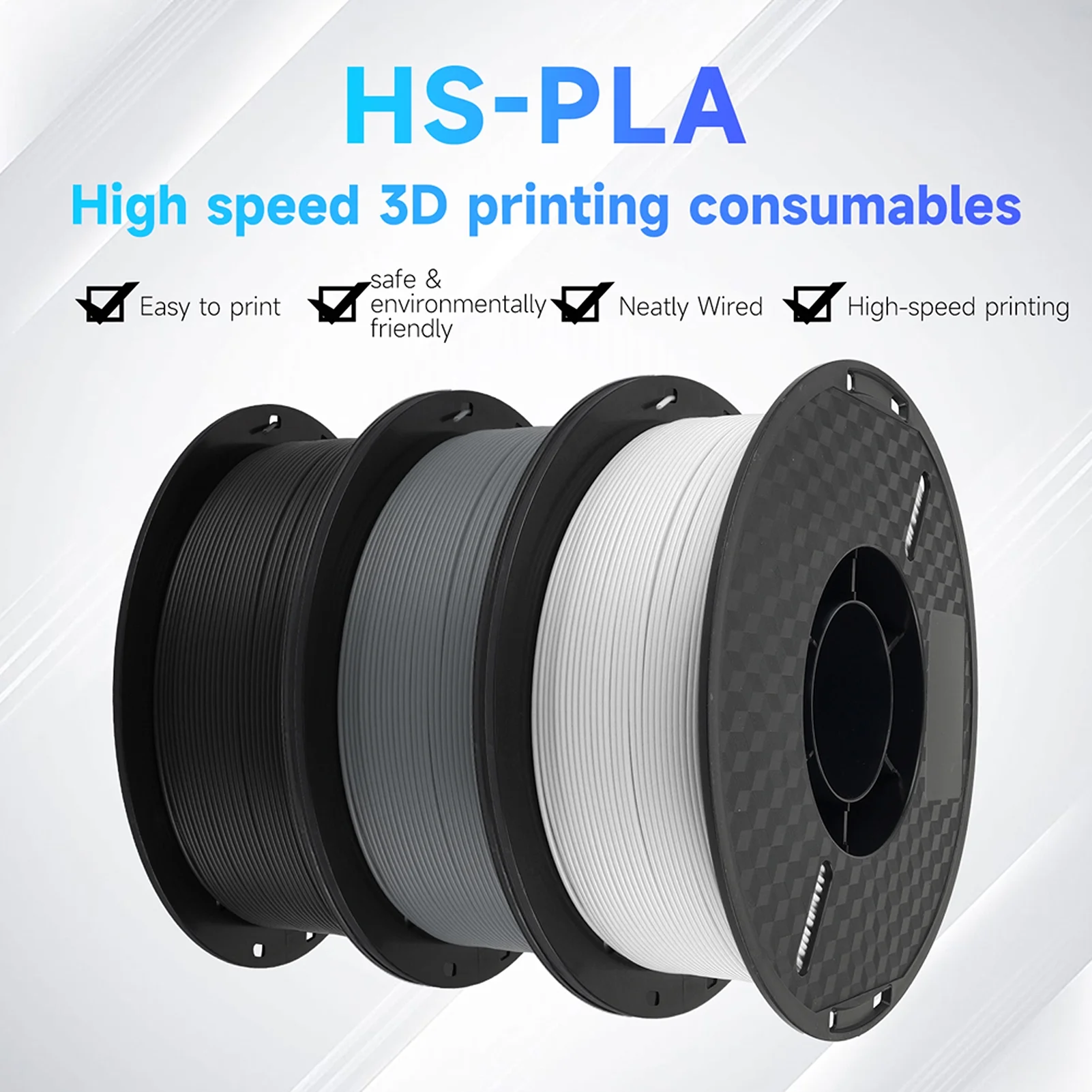 KINGROON KINGROON 3D Printer HS-PLA Filament 1KG 1.75mm High Fluidity 3D Printing Material Eco- friendly Spool Dimensional Accuracy +/-0.02mm Standard 1 Roll - White