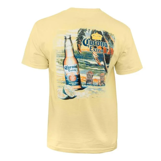 Corona Extra 36794-XX-Large Corona Extra Mens Yellow Beach Scene T-Shirt - 2XL