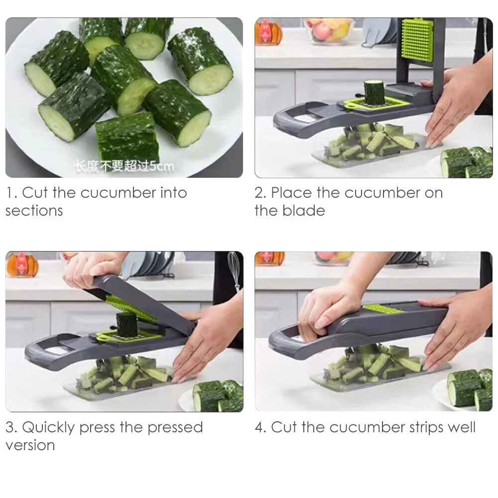 KingFurt 13-in-1 Multifunctional Vegetable Chopper Easy to Clean, 8 Diversified Blades, Save Cooking Time