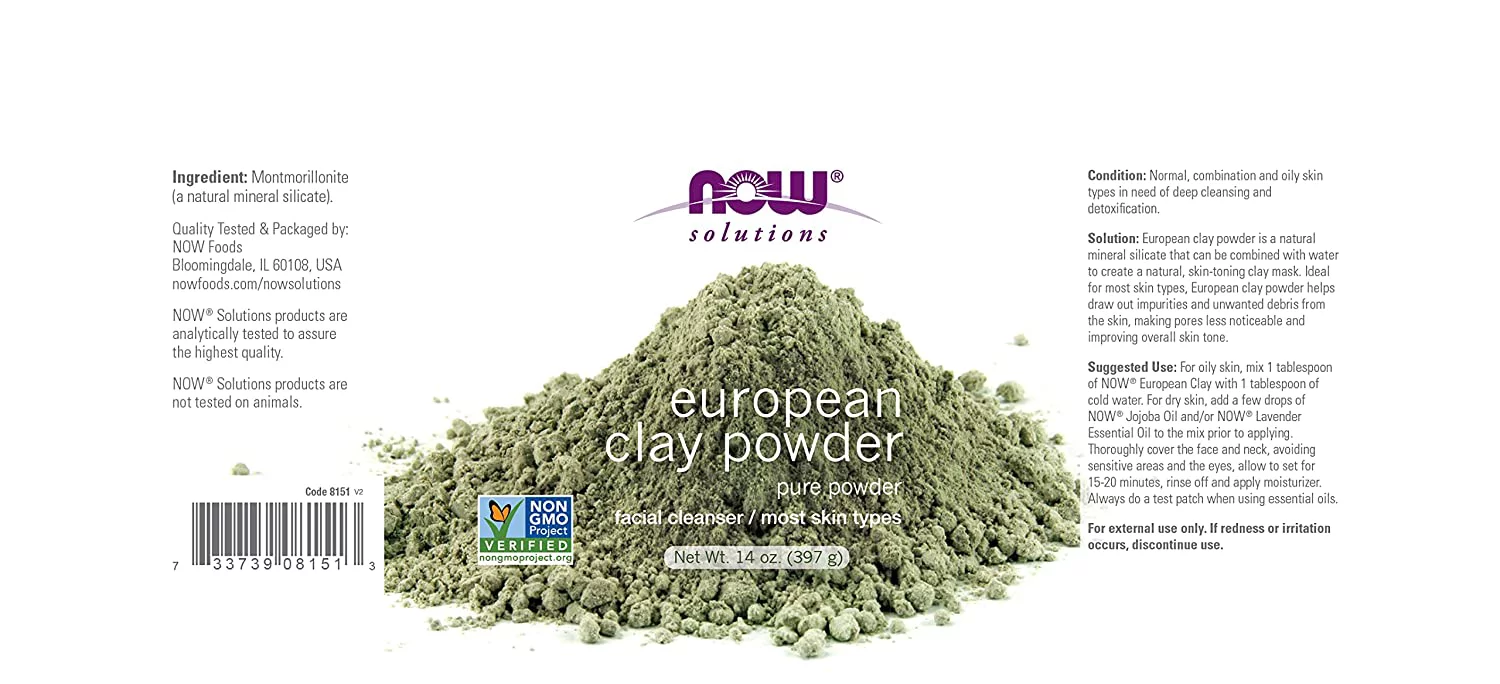 NOW Foods, Solutions, European Clay Powder, 14 oz Pack of 2