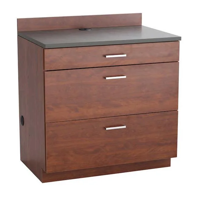 Safco  Hospitality Base Cabinet with Three Drawer - Mahogany