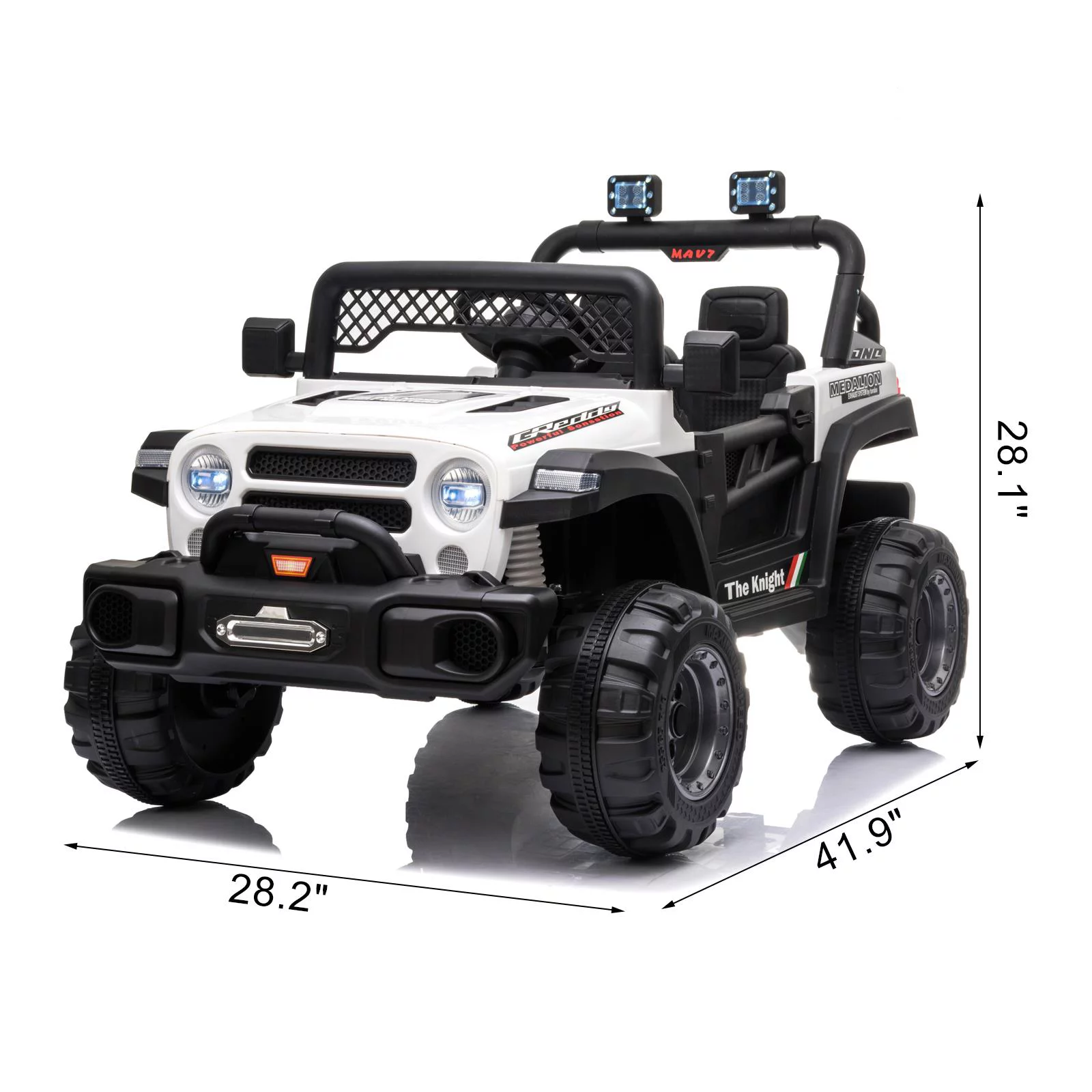 UBesGoo 12V Kids Battery Powered Electric Truck Ride-On Car with RC, Headlights, Music - White