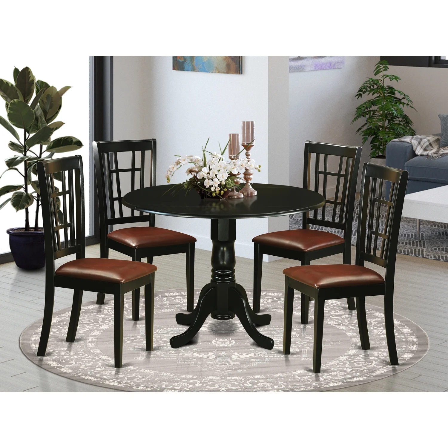 HomeStock Naturally Nice Kitchen Table Set-Dining Table And 4 Wood Kitchen Chairs