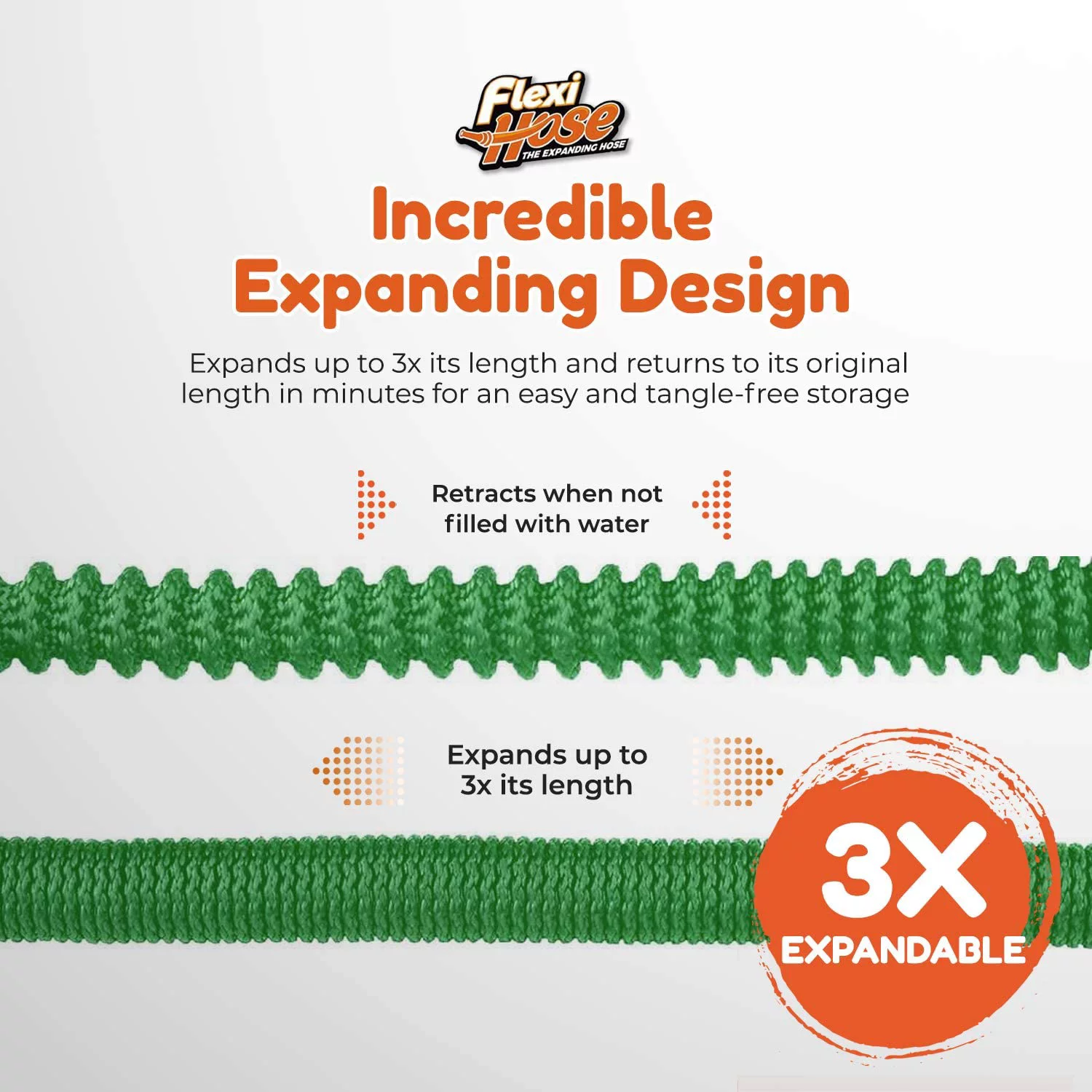 Flexi Hose GREEN MONSTAH 100 ft Garden Hose Expandable Water Hose, Expanding Garden Pipe with 8 Function Nozzle