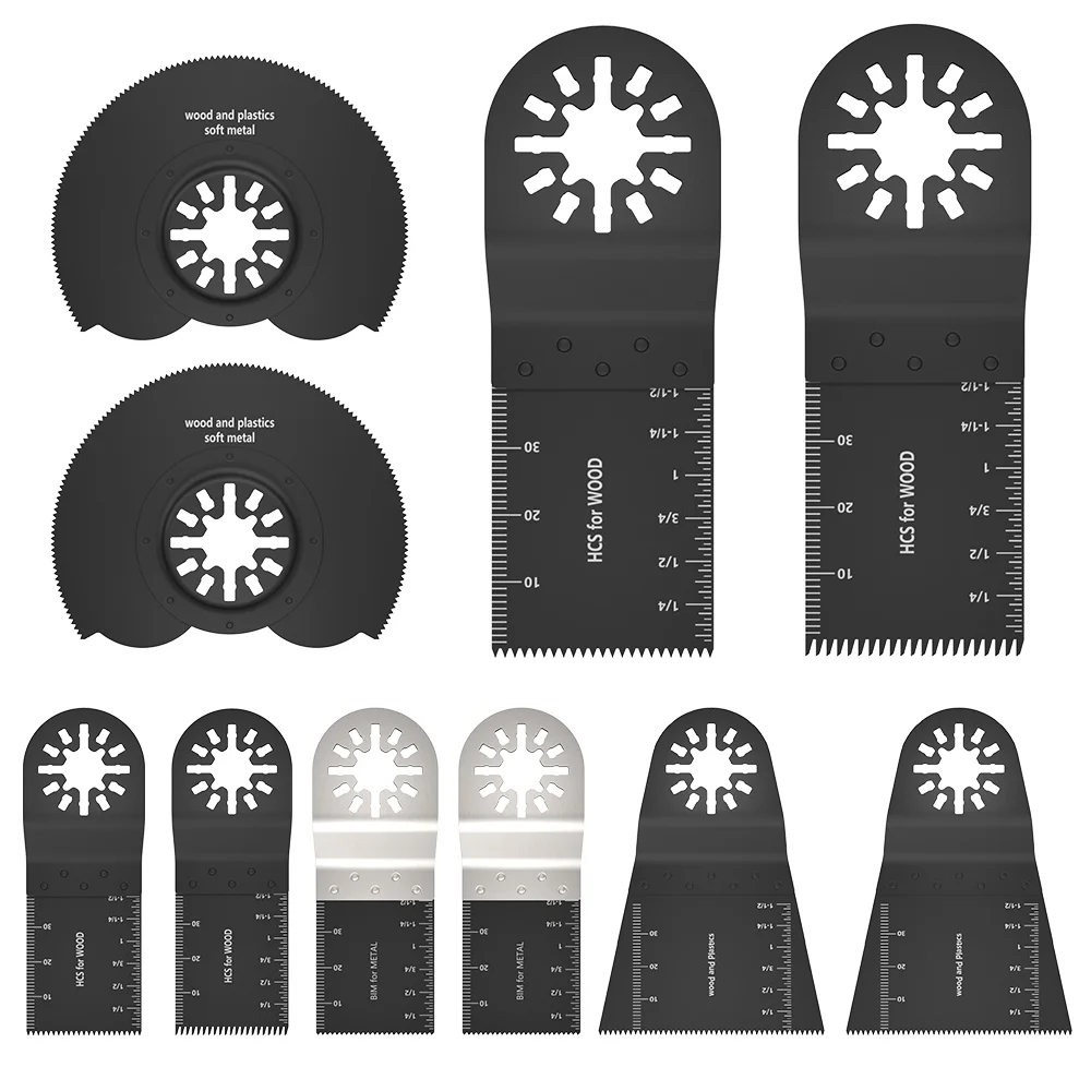 Willstar 10Pcs 3Style Multi Oscillating Saw Blades Kits Precision Cut Saw Blades for Metal Wood
