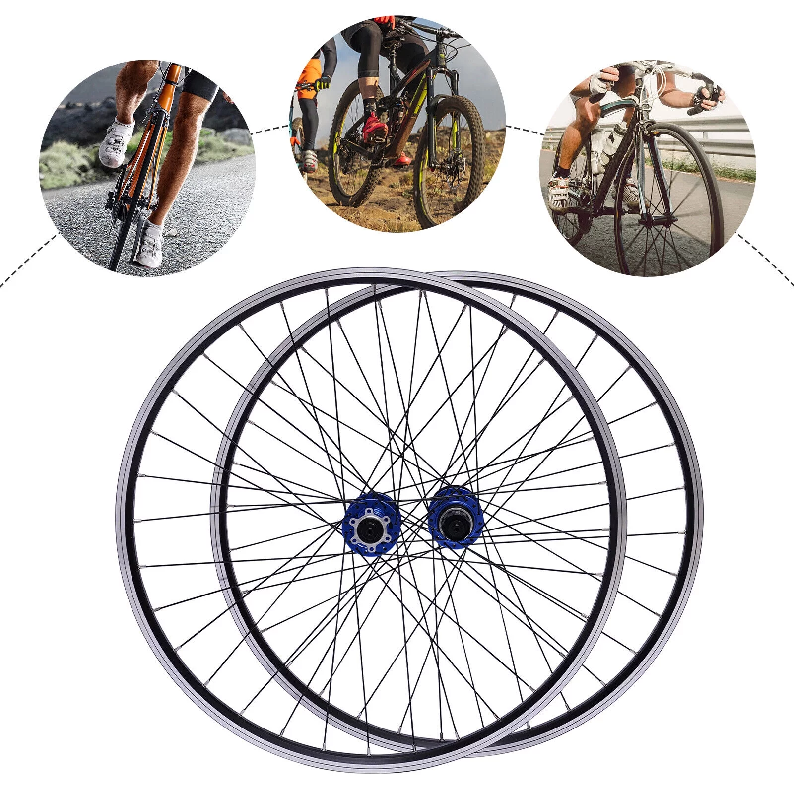 Mountain Bike Wheelset 27.5 Inch, Aluminum Alloy Dual Six-Hole Disc Brakes MTB Wheelset Quick Release Front and Rear Bike Wheels Bicycle Wheels Fit Cassette Bicycle Wheelset