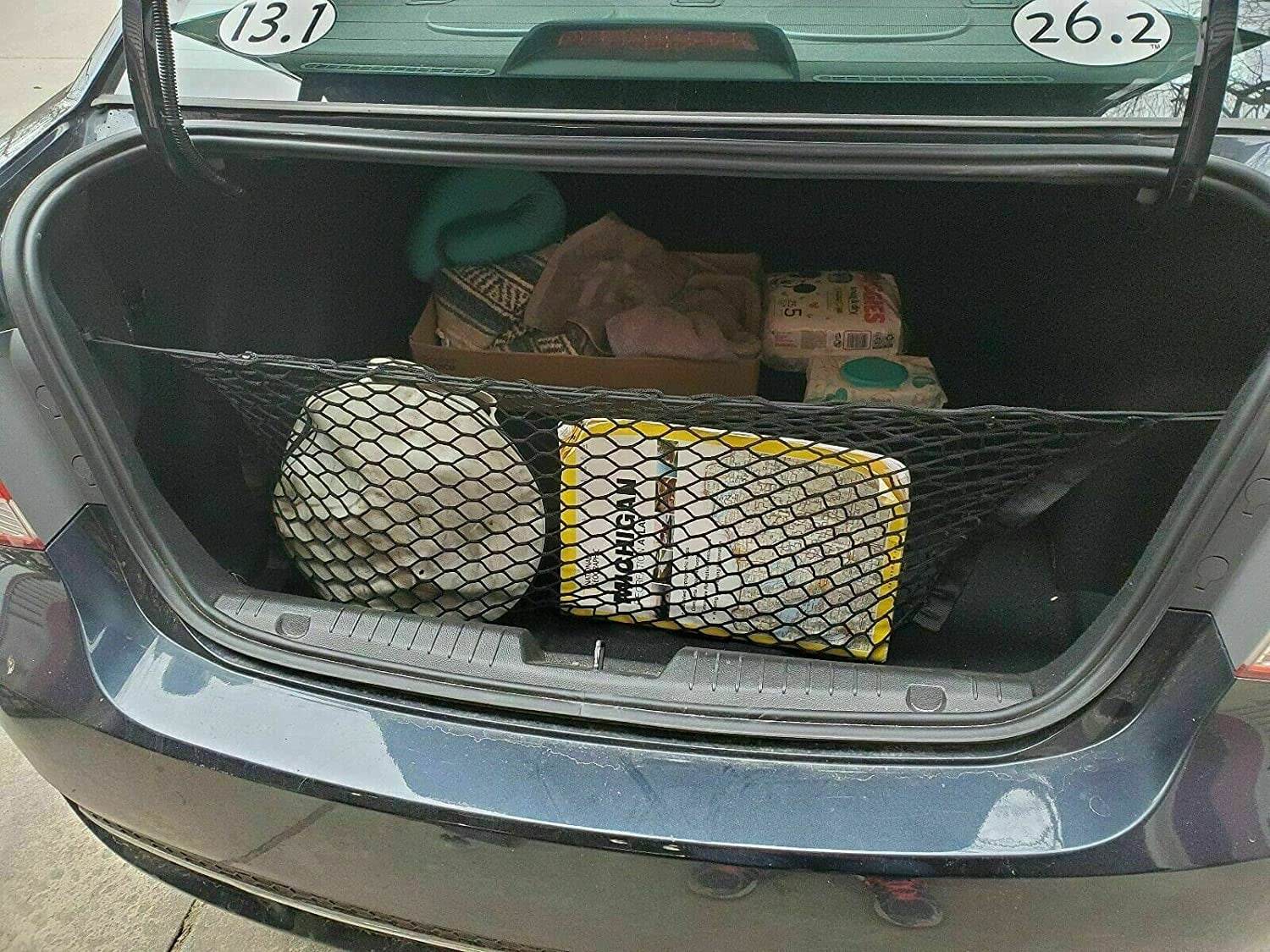 EACCESSORIES EA Trunk Organizer Cargo Net for Chevrolet Cruze 2010-2019 – Envelope Style Cargo Net for Sedan, Hatchback – Premium Mesh Elastic Car Trunk Organizer – Compatible Chevy Cruze 2010-2019