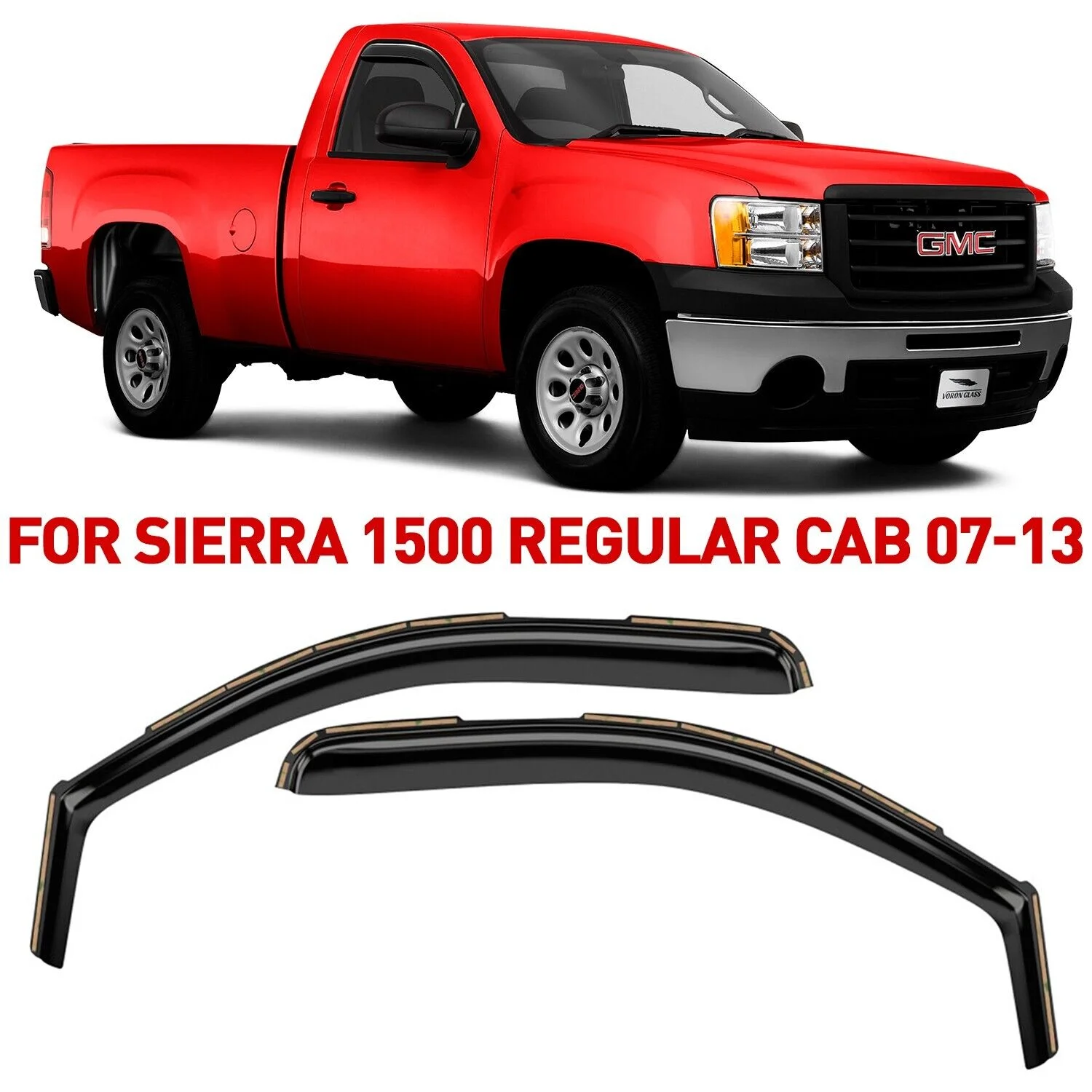 Voron Glass In-channel Extra Durable Rain Guards for Trucks GMC Sierra 2007-2013 Regular Cab, Window Deflectors, Vent Window Visors, 2 Pieces - 210004v