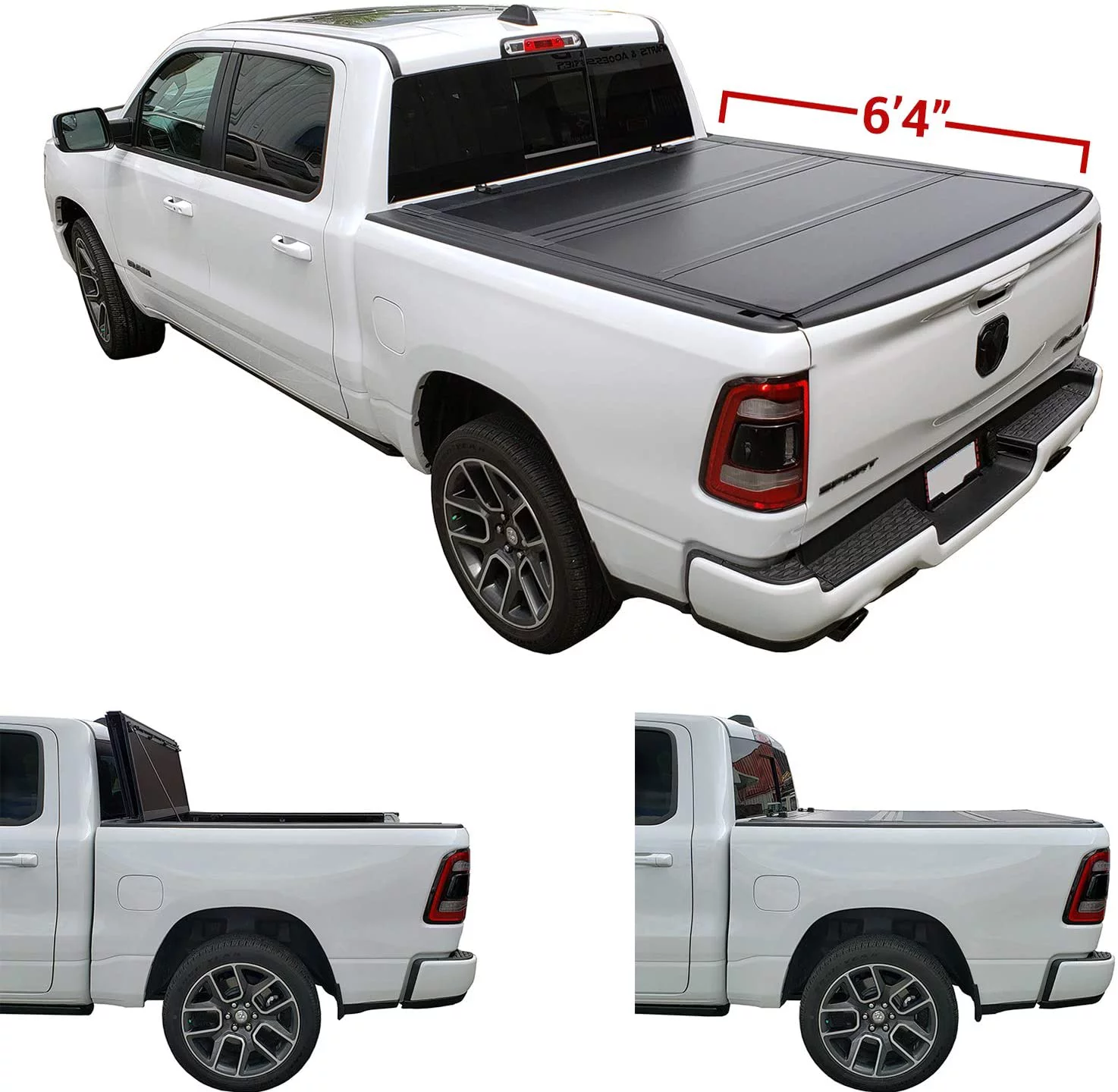 Galaxy Auto Low Profile Hard Tri-Fold for 2009-18 Dodge Ram 1500 & 2010-23 Ram 2500/3500 6'4