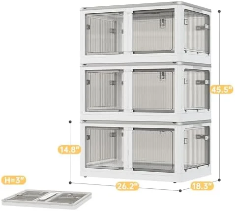 TJUNBOLIFE 90GAL  Bins with Lids Stackable  Bins with Wheels Large Plastic  Bins with Lid Collapsible  Bins for Closet Organizers  Containers Box for Bedroom Office 3PC