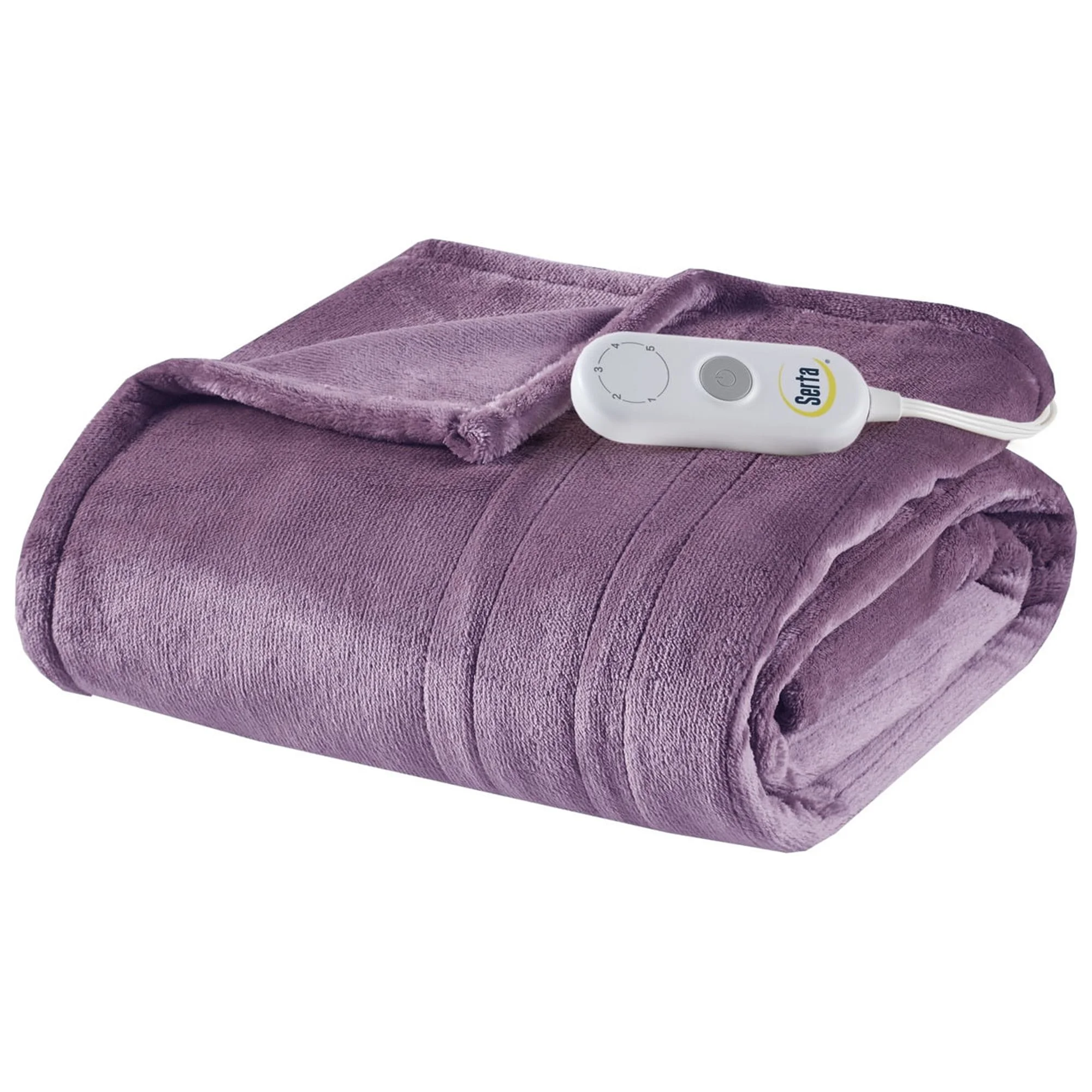 Serta Ultra Soft Plush Electric Throw Heated Blanket Bedding Plum 50