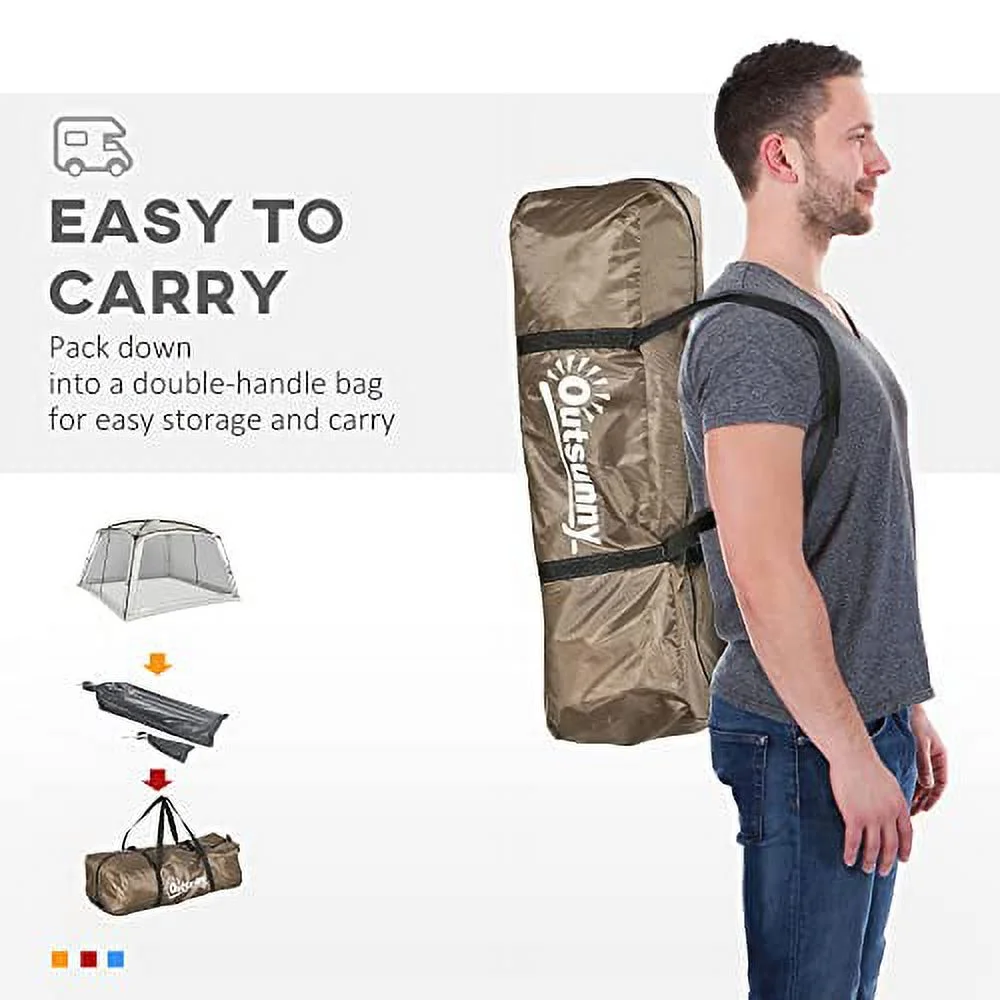 Outsunny 12' x 12' Screen House Room, UV50+ Screen Tent with 2 Doors and Carry Bag, Easy Setup, for Patios Outdoor Camping Activities