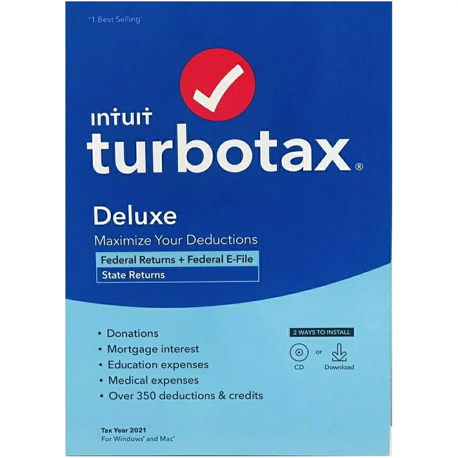 TurboTax Deluxe 2022 Tax Software, Federal and State Retail Box