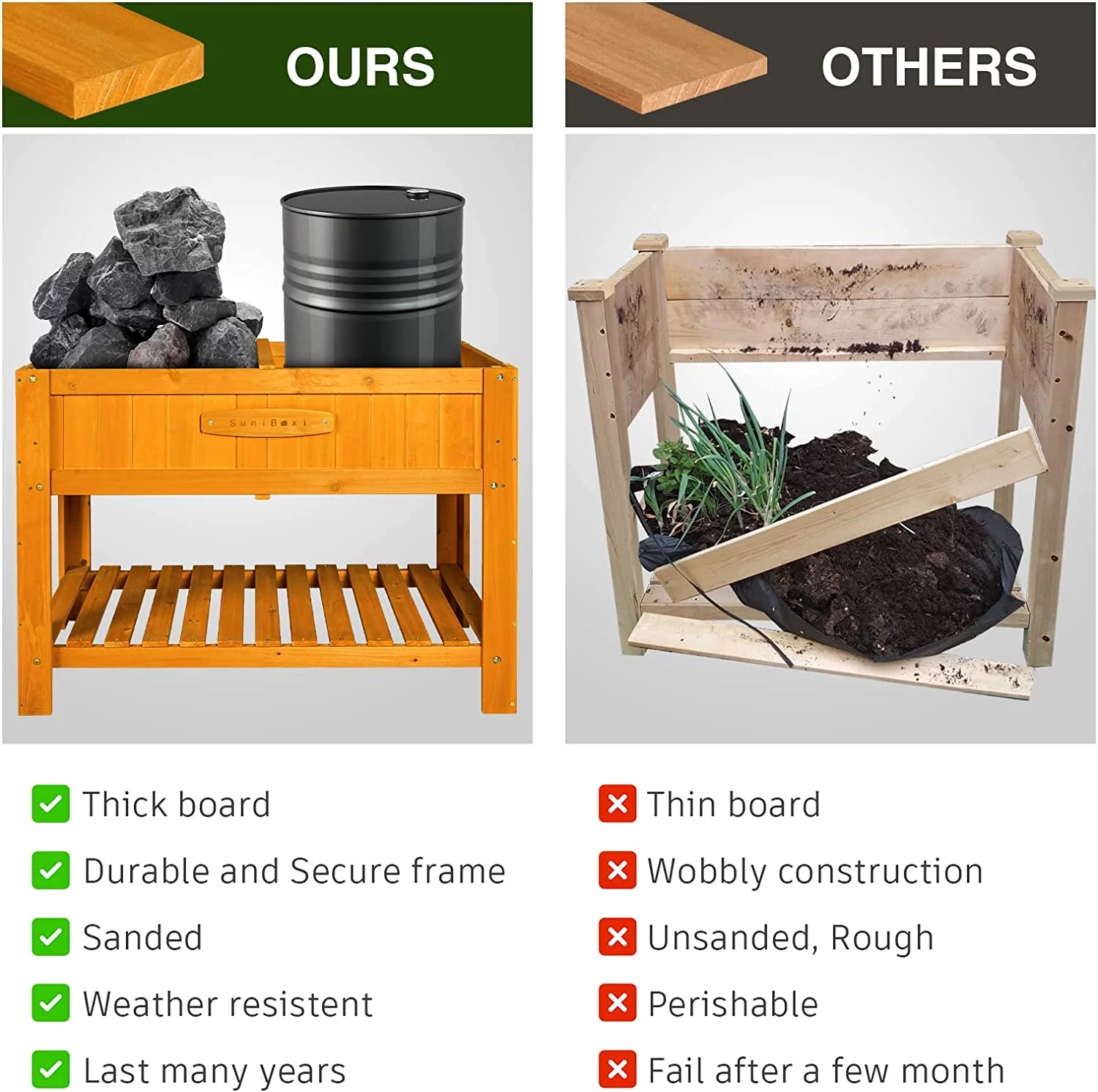 Raised Garden Bed 46x22x33in – Elevated Cedar Wooden Planter Box Outdoor with Legs & Storage Shelf for Vegetables Flowers Herbs, Outdoor Gardening Backyard Patio