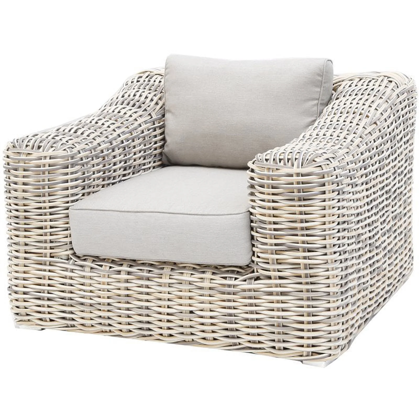 Hawaii Three-Tone Wicker Gray/Off White/Beige Sofa Set in Silver Gray Cushion