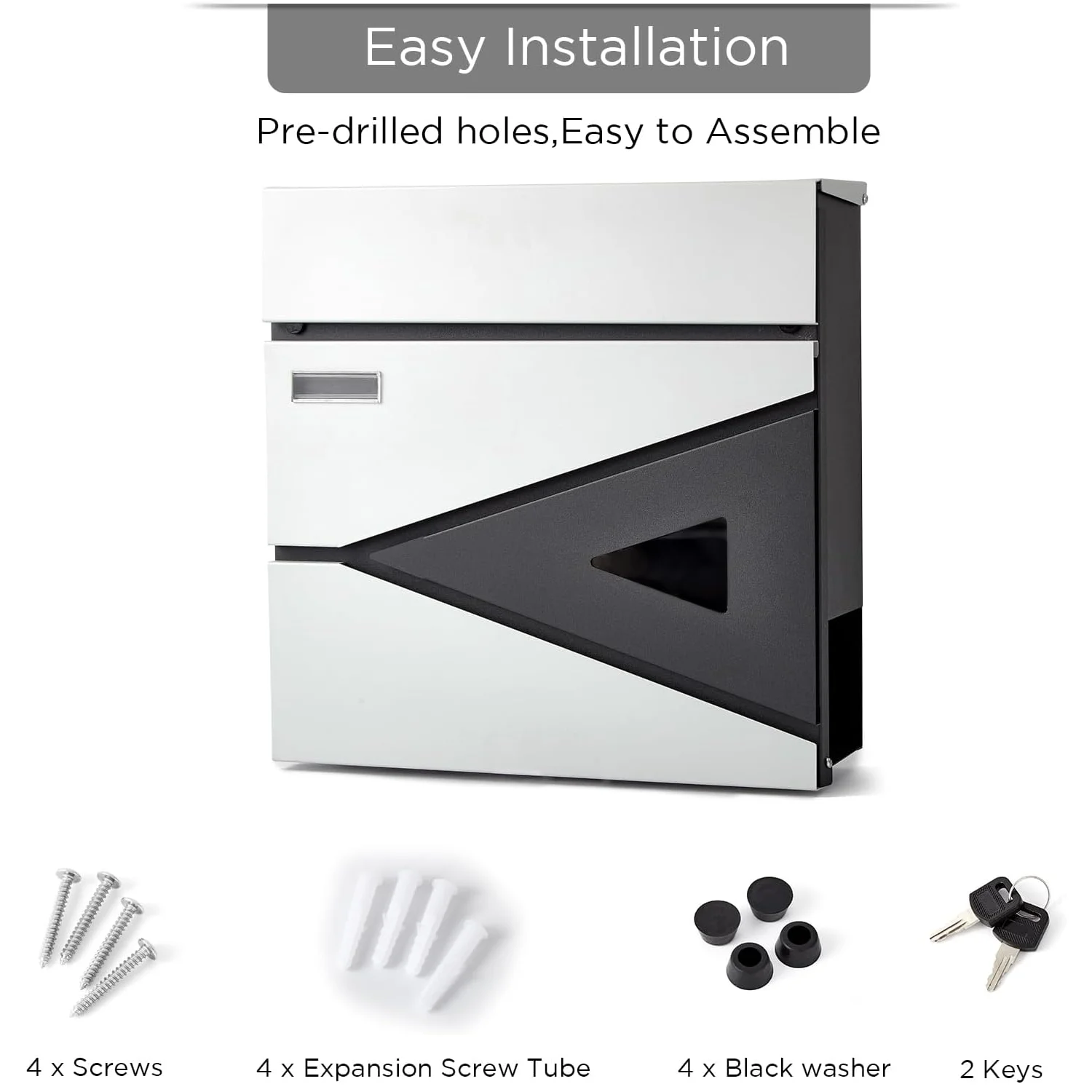 BESTLSE Wall Mount Mailbox,Large Capacity Locking Mailbox with Newspaper Holder 14.5*14.5*4.2