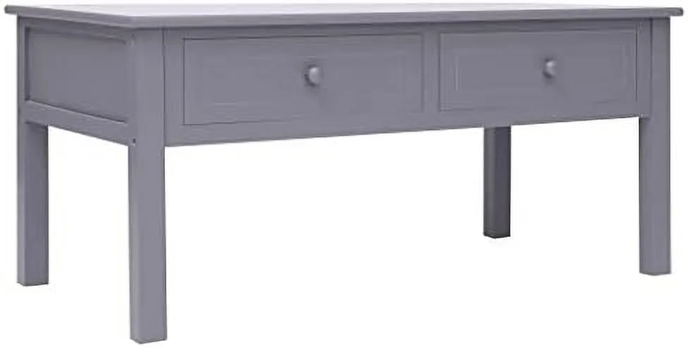 TJUNBOLIFE Wood Coffee Table with 2 Drawers - Gray Paulownia and Poplar  - Scandinavian and Farmhouse Style