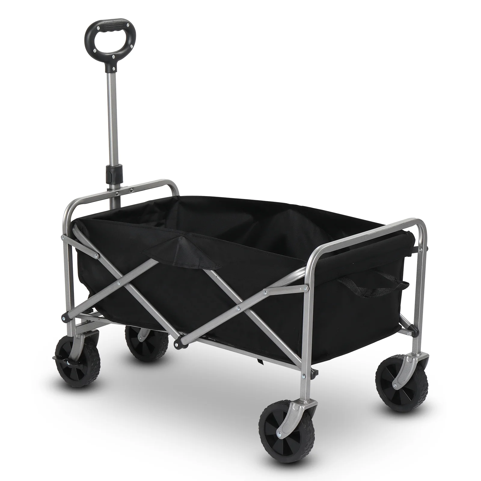 Collapsible Folding Wagon Cart,Kepeak Heavy Duty Utility Beach Wagon Cart with Wheels Foldable, 220LBS Large Capacity Foldable Grocery Wagon, Black(29.33 x 17.13 x 33.46)