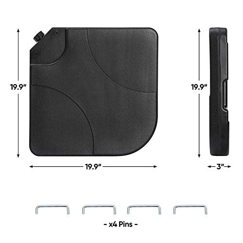 ZENY Patio Umbrella Base, 4-Piece Offset Cantilever Umbrella Stand Outdoor Base, Heavy Duty Umbrella Holder with Easy-Fill Spouts for Water or Sand