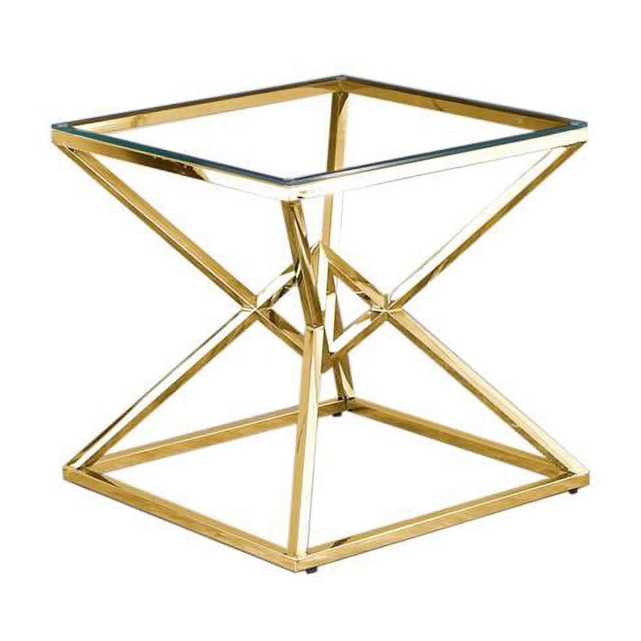 Clear Glass With Gold Plated Side Table