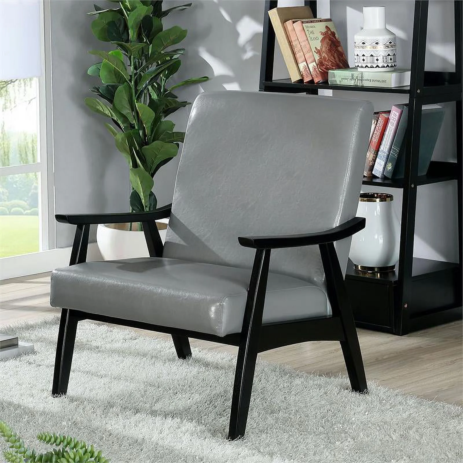 Furniture of America Kikee Wood Padded Accent Chair in Light Gray (Set of 2)