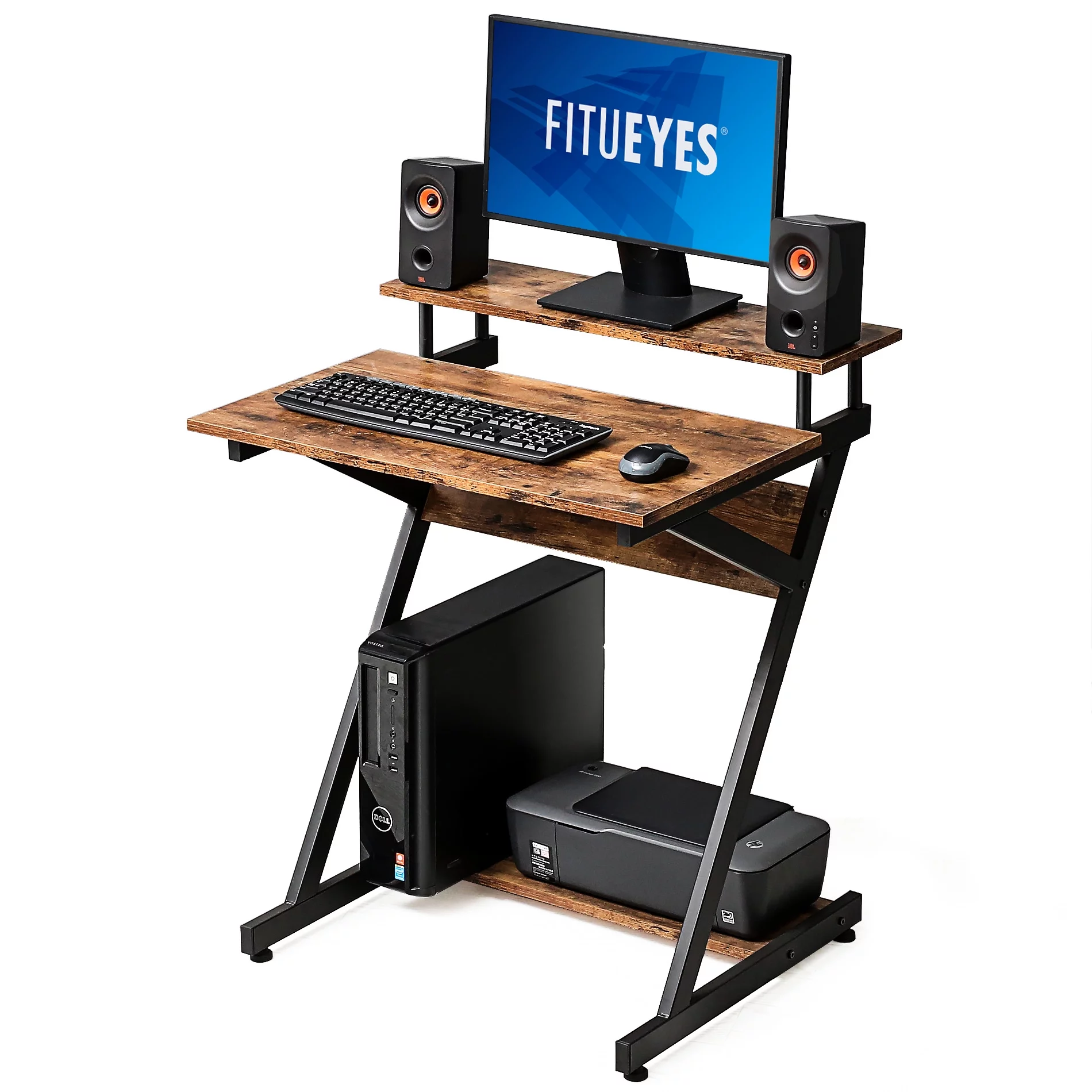 FITUEYES Computer Desk with Monitor Shelf Corner Study Writing Desk for Small Spaces CD307005WG