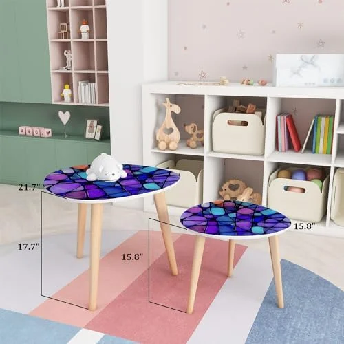 SQWCFD Small Coffee Nesting  Abstract Stained Glass Mosaic Triangle End  Center   Modern   Room Bedroom Balcony