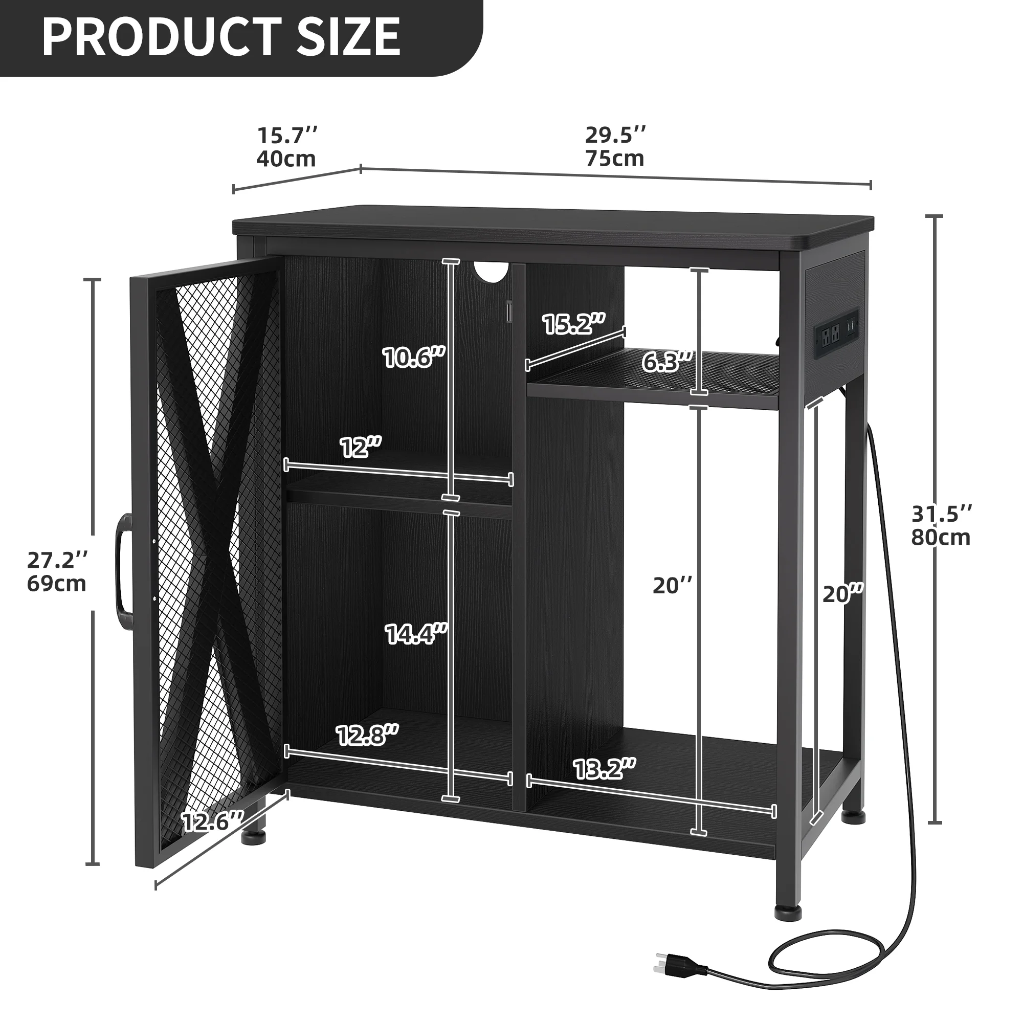 Dextrus 20-29 Gallon Aquarium Stand with Power Outlets & LED Light, Aquarium/Fish Tank Stand with Cabinet, 385LBS Capacity - Black