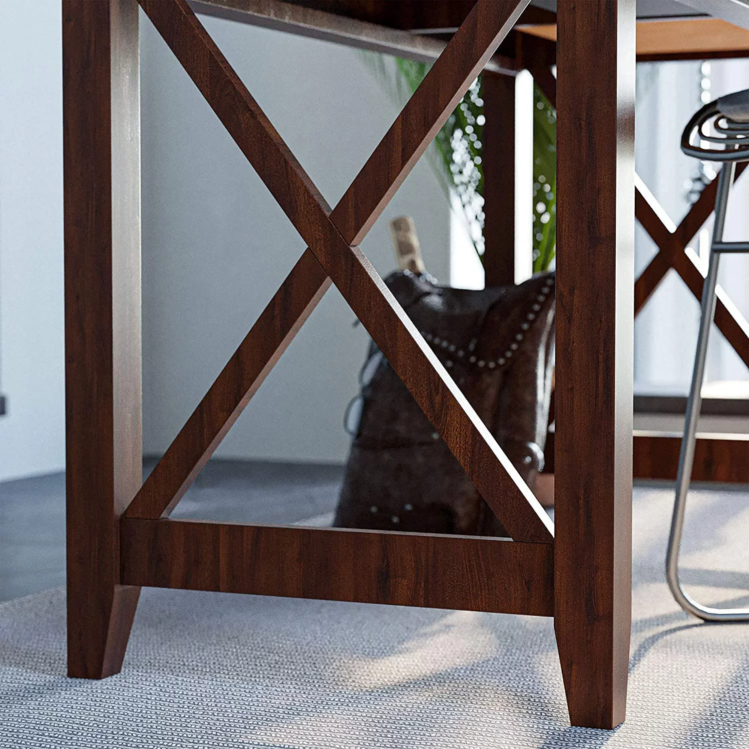 Computer Desk，Solid Wood,55 Inch Gaming Desk with 2 drawers,Rectangular Distressed